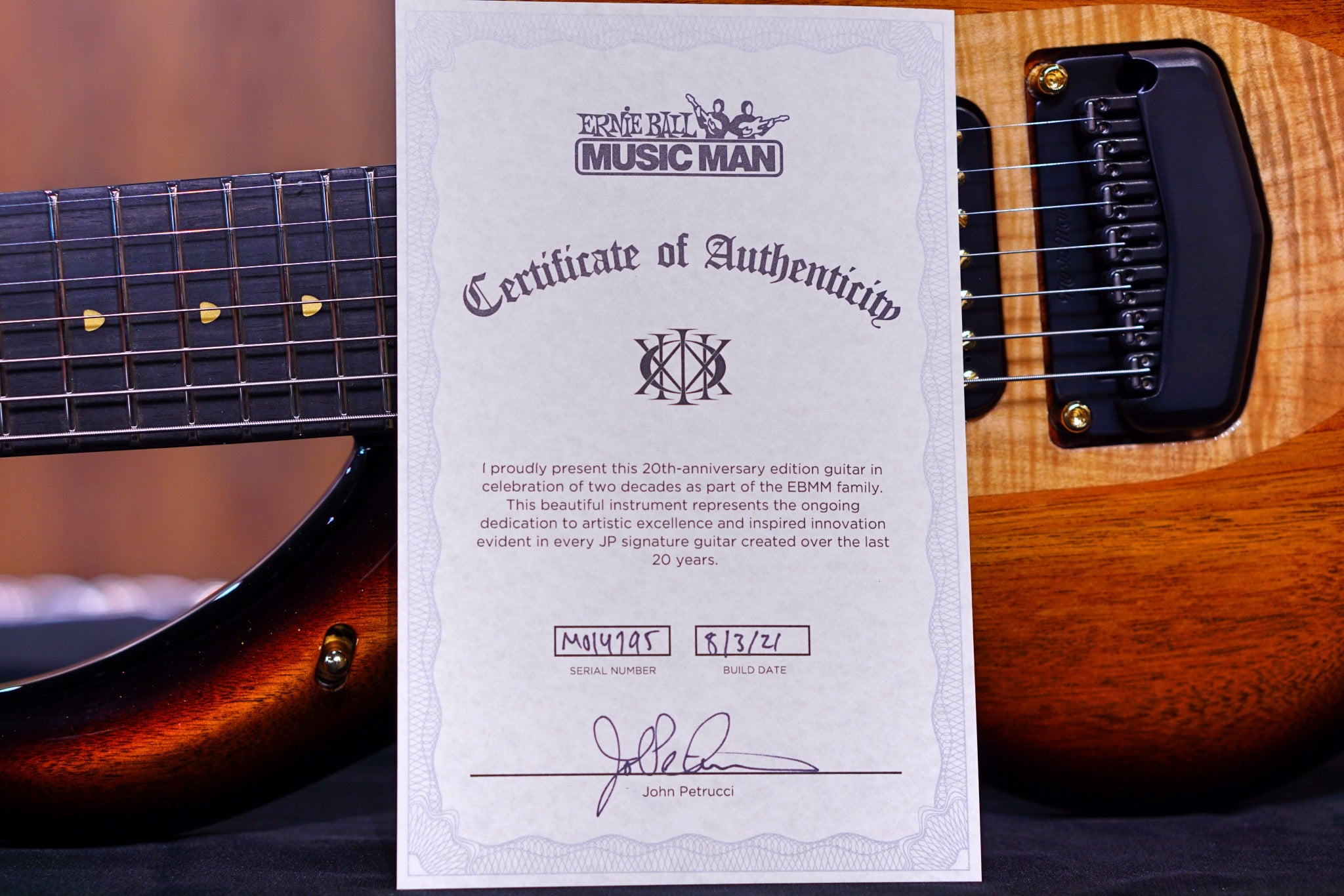Ernie Ball Music Man John Petrucci Majesty 7 20th Anniversary Honey Butter Burst M014795 - HIENDGUITAR Musicman GUITAR