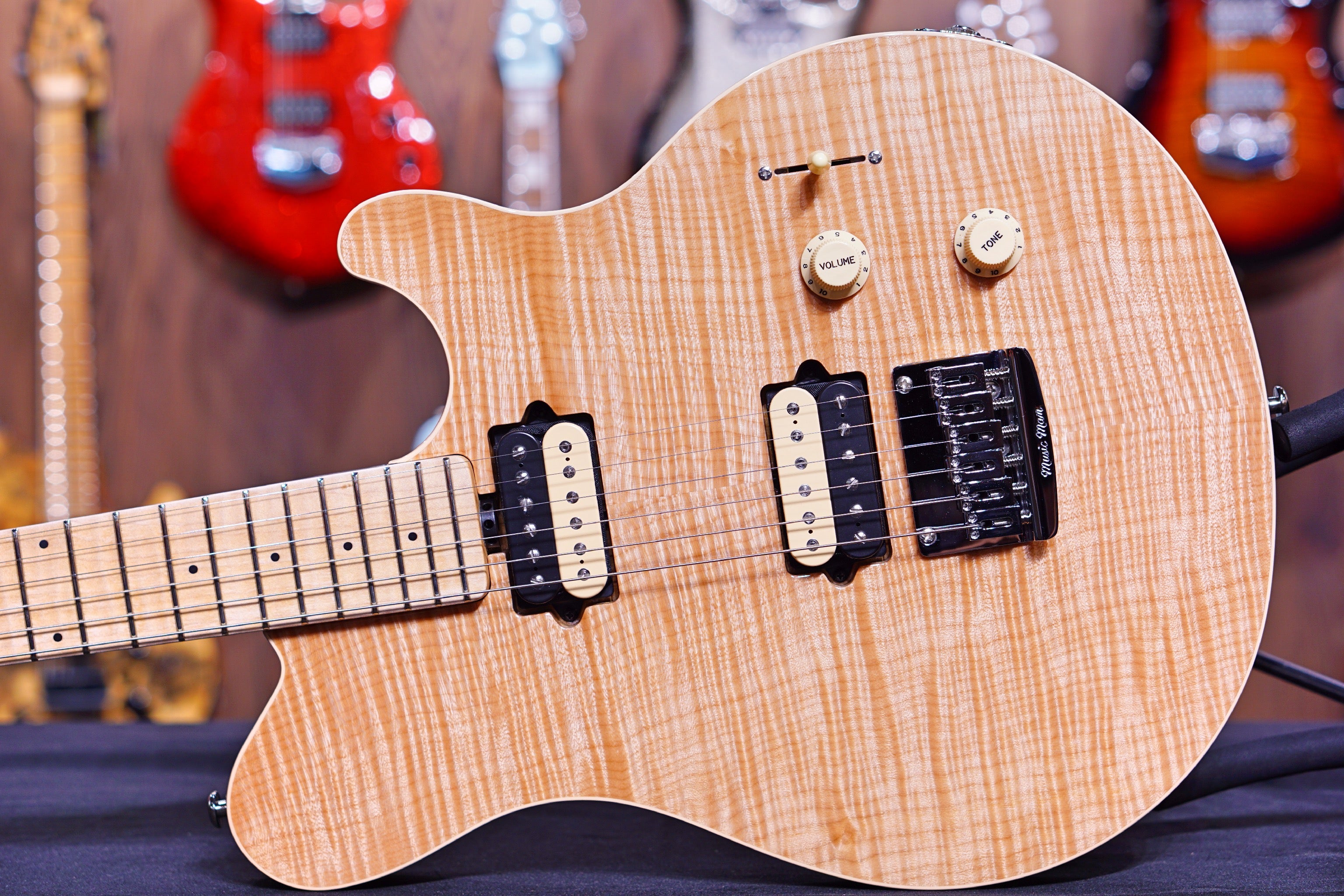 Ernie Ball Music Man Axis Super Sport HH STD - Natural Gloss Flame - Maple Matching Headstock G95844 - HIENDGUITAR Musicman GUITAR