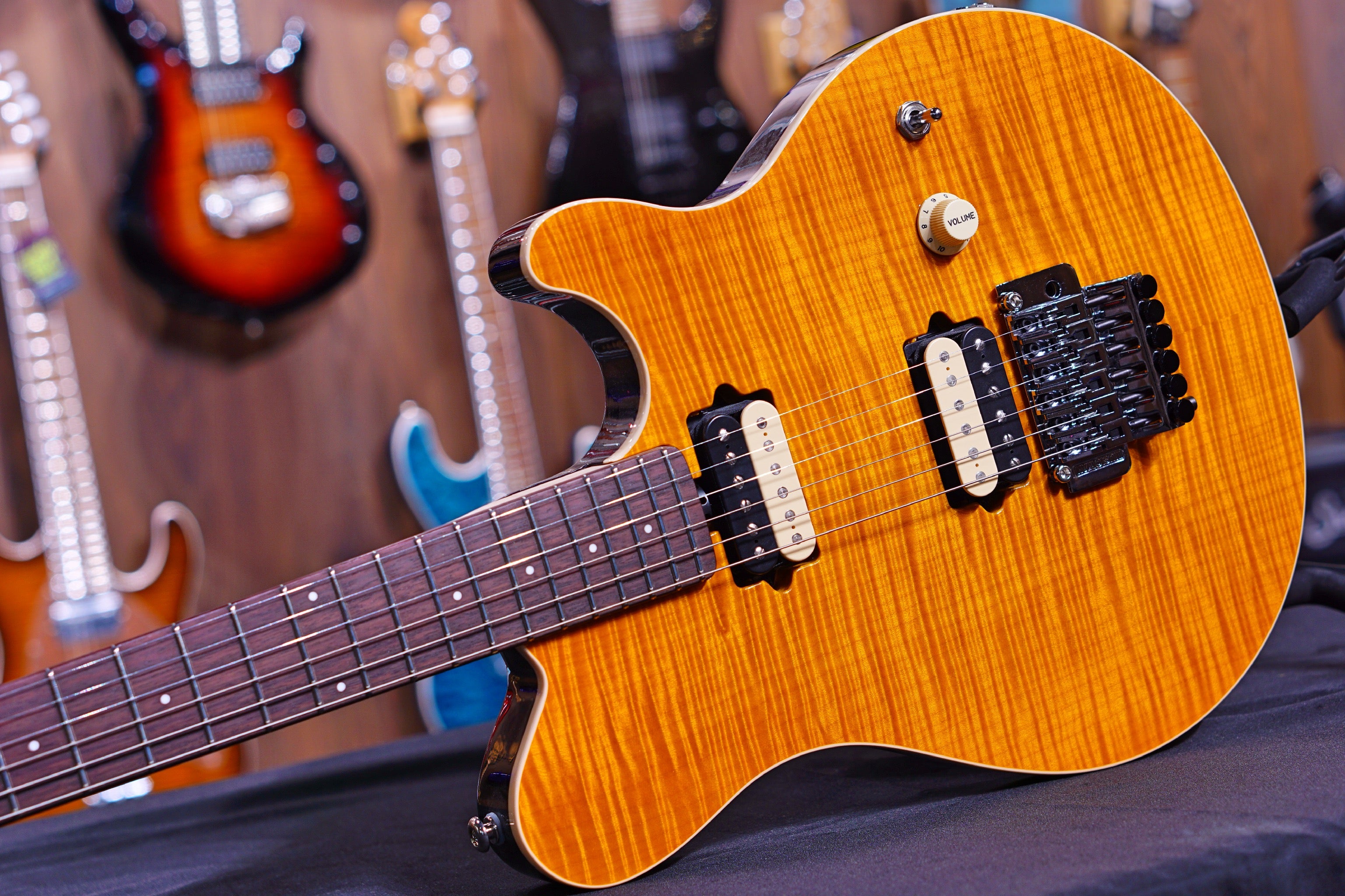 Axis - Trans Gold Flame - Rosewood Matching Headstock G95091 - HIENDGUITAR Musicman GUITAR