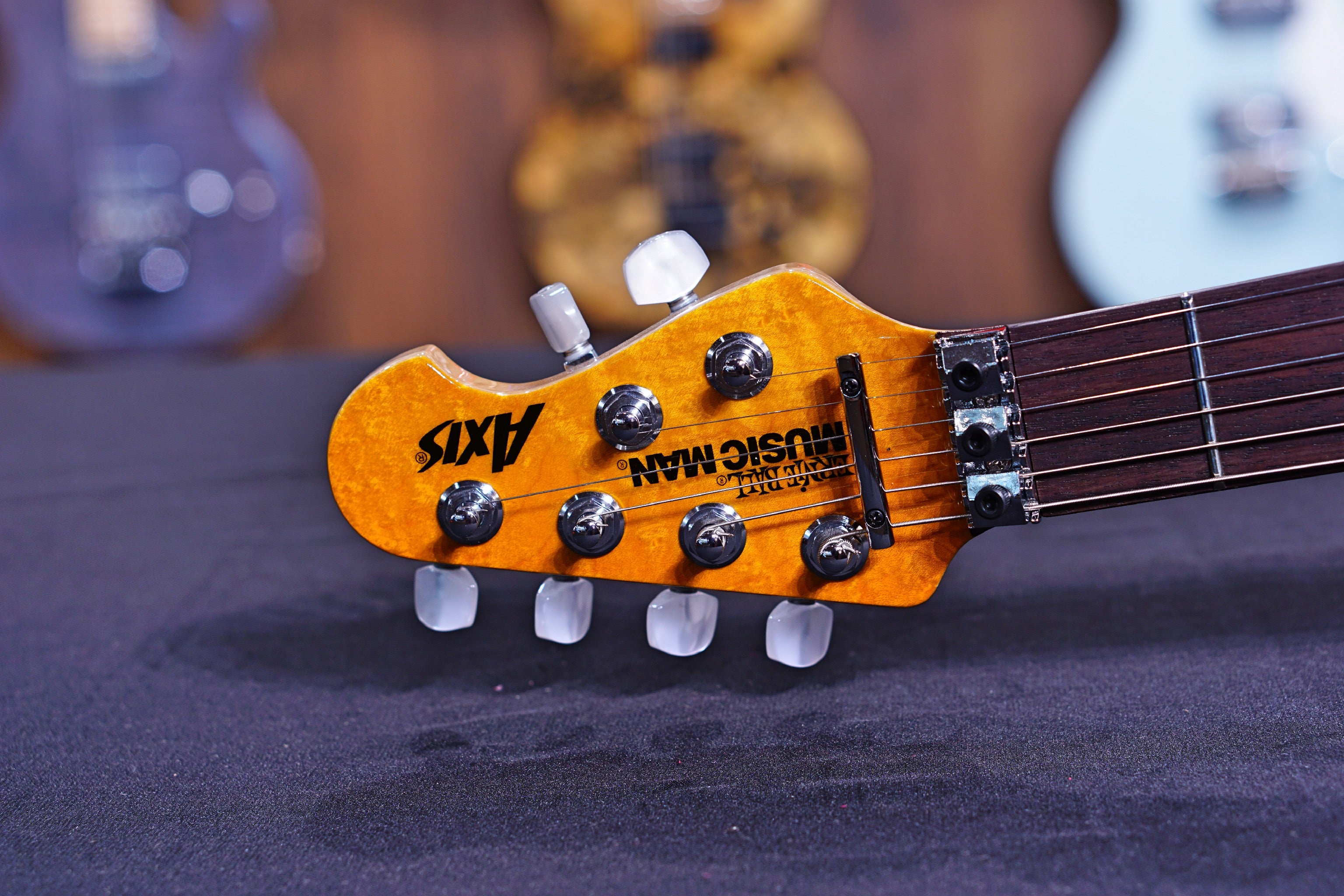 Axis - Trans Gold Flame - Rosewood Matching Headstock G95091 - HIENDGUITAR Musicman GUITAR