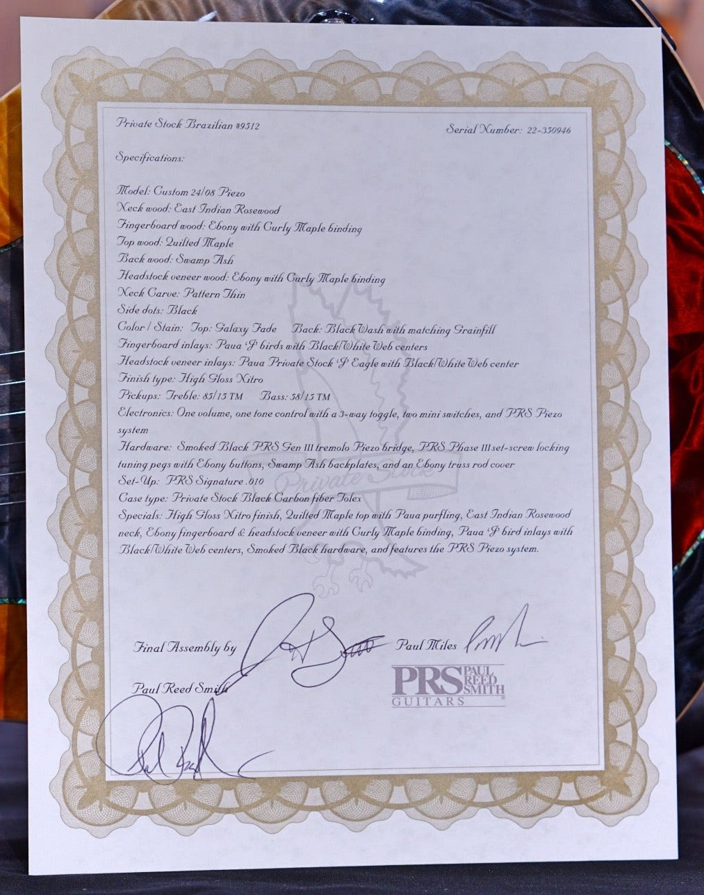 PRS Privatestock Custom 24/08 piezo PS#9512 - HIENDGUITAR PRS GUITAR