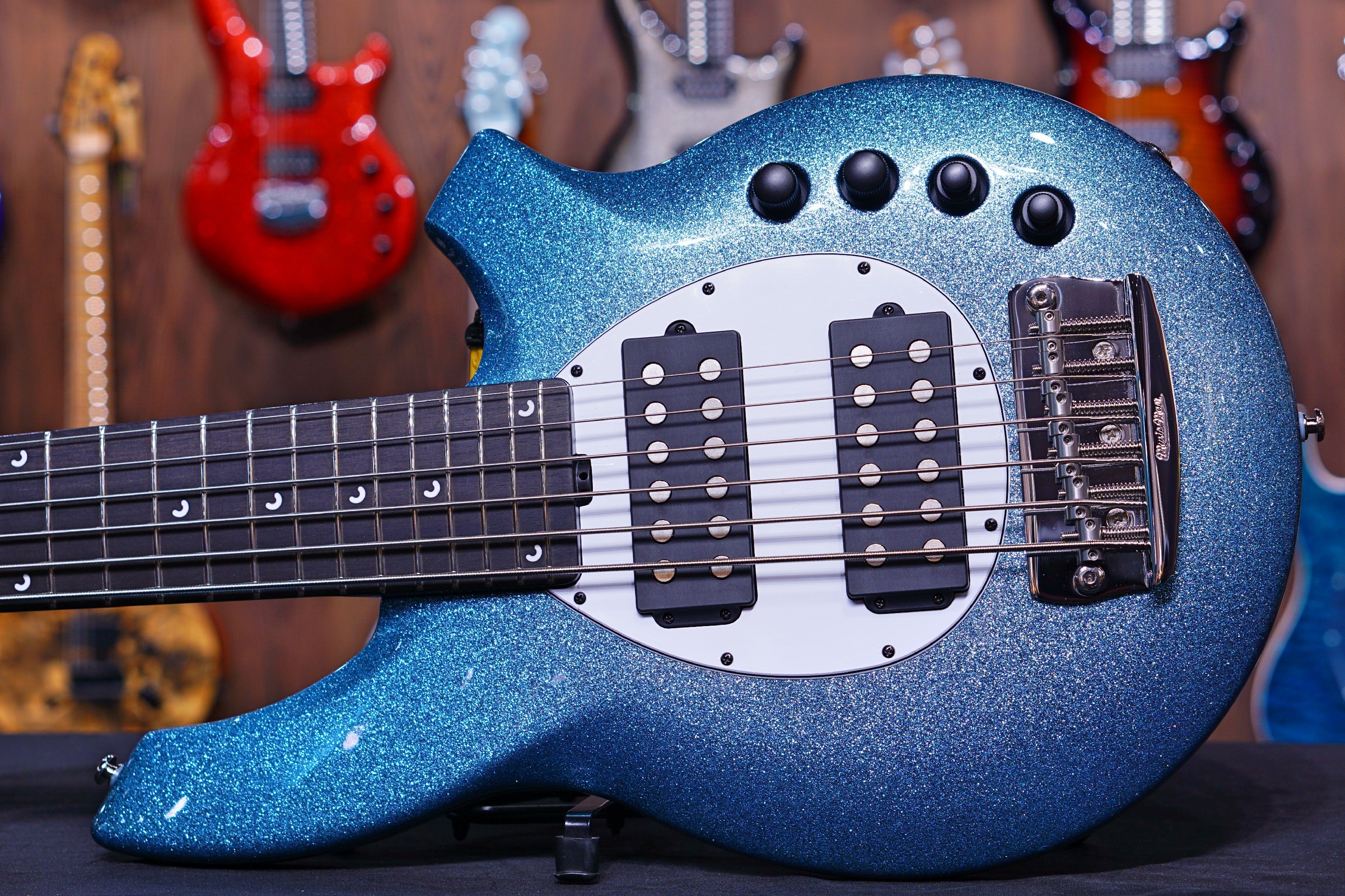 Ernie Ball Music Man Bongo 6 Bass Guitar - Aqua sparkle F87618 - HIENDGUITAR Musicman bass