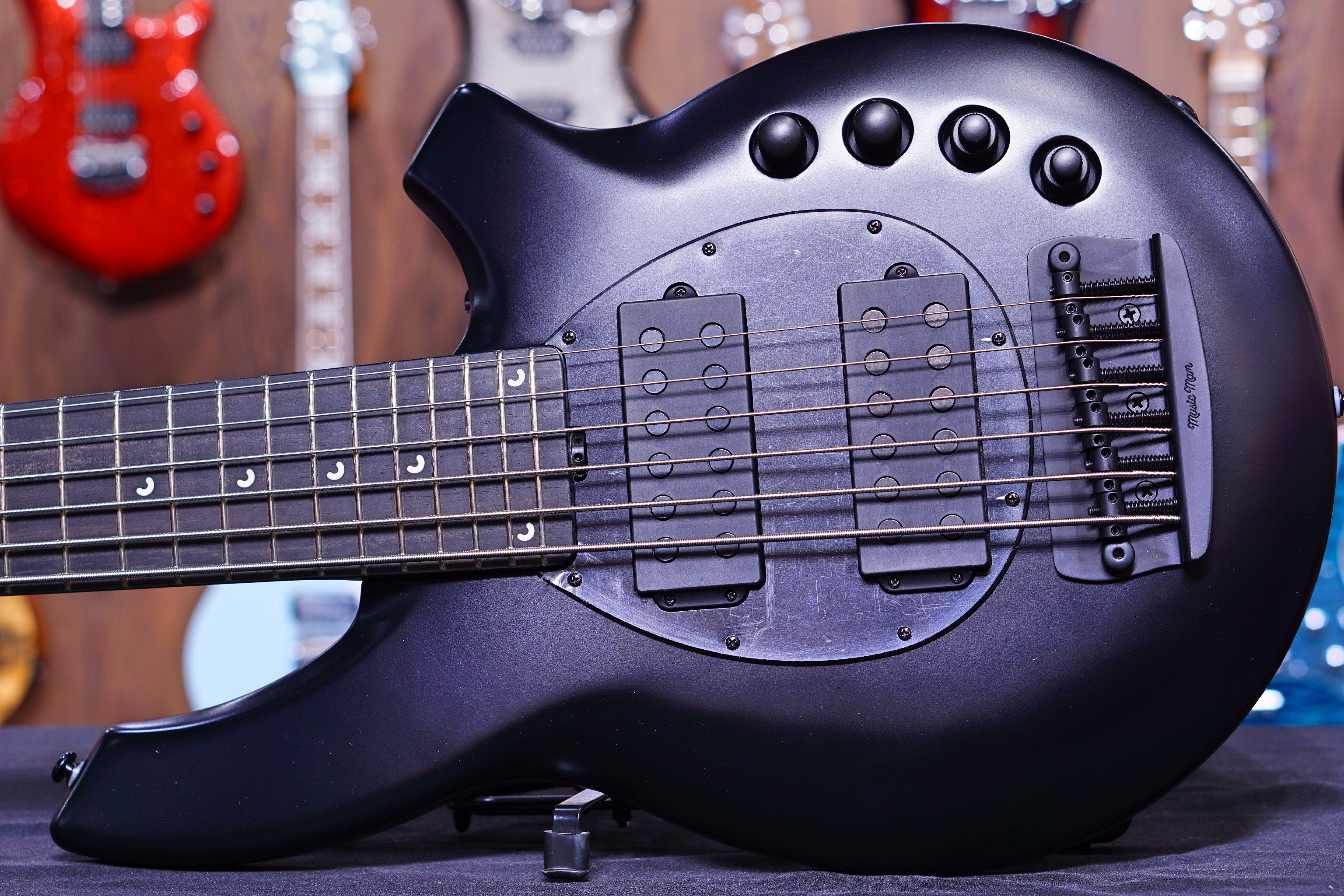 Ernie Ball Music Man Bongo 6 Bass Guitar - Stealth black F91454 - HIENDGUITAR Musicman bass