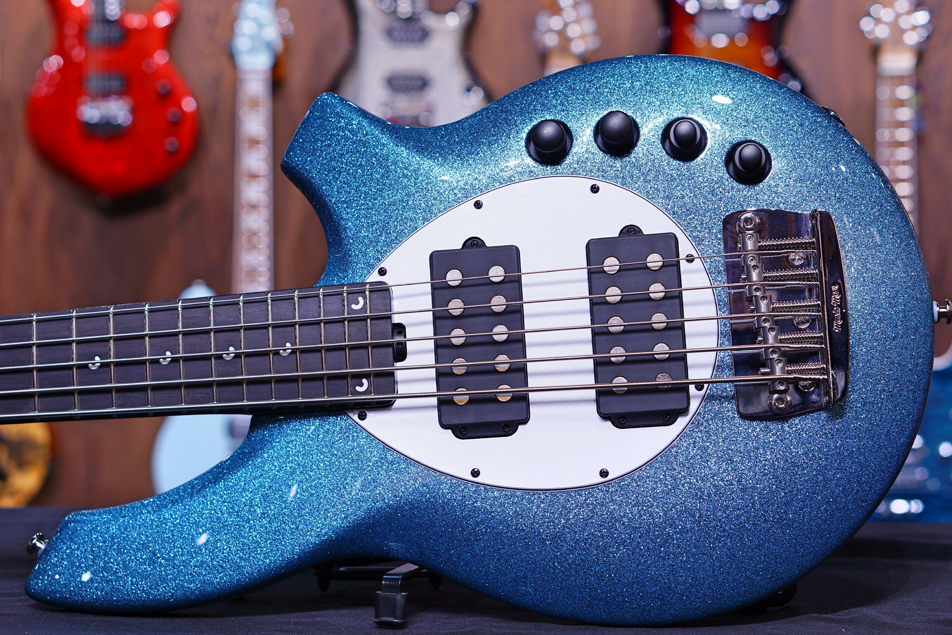 Ernie Ball Music Man Bongo 5 Bass Guitar - Aqua sparkle F91501 - HIENDGUITAR Musicman bass