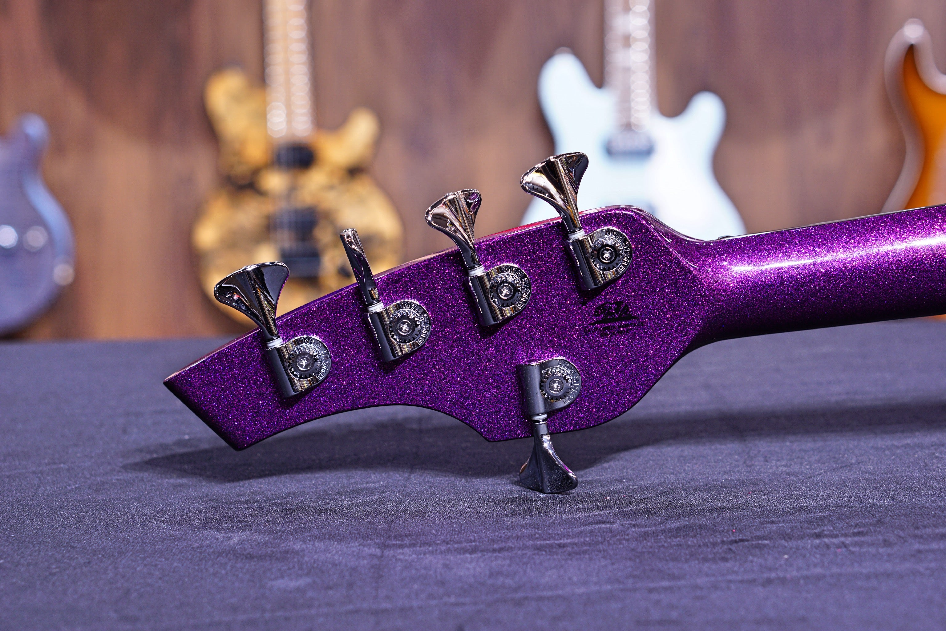 Ernie Ball Music Man Bongo 5 Bass Guitar - Fuschia Sparkle F91515 - HIENDGUITAR Musicman bass