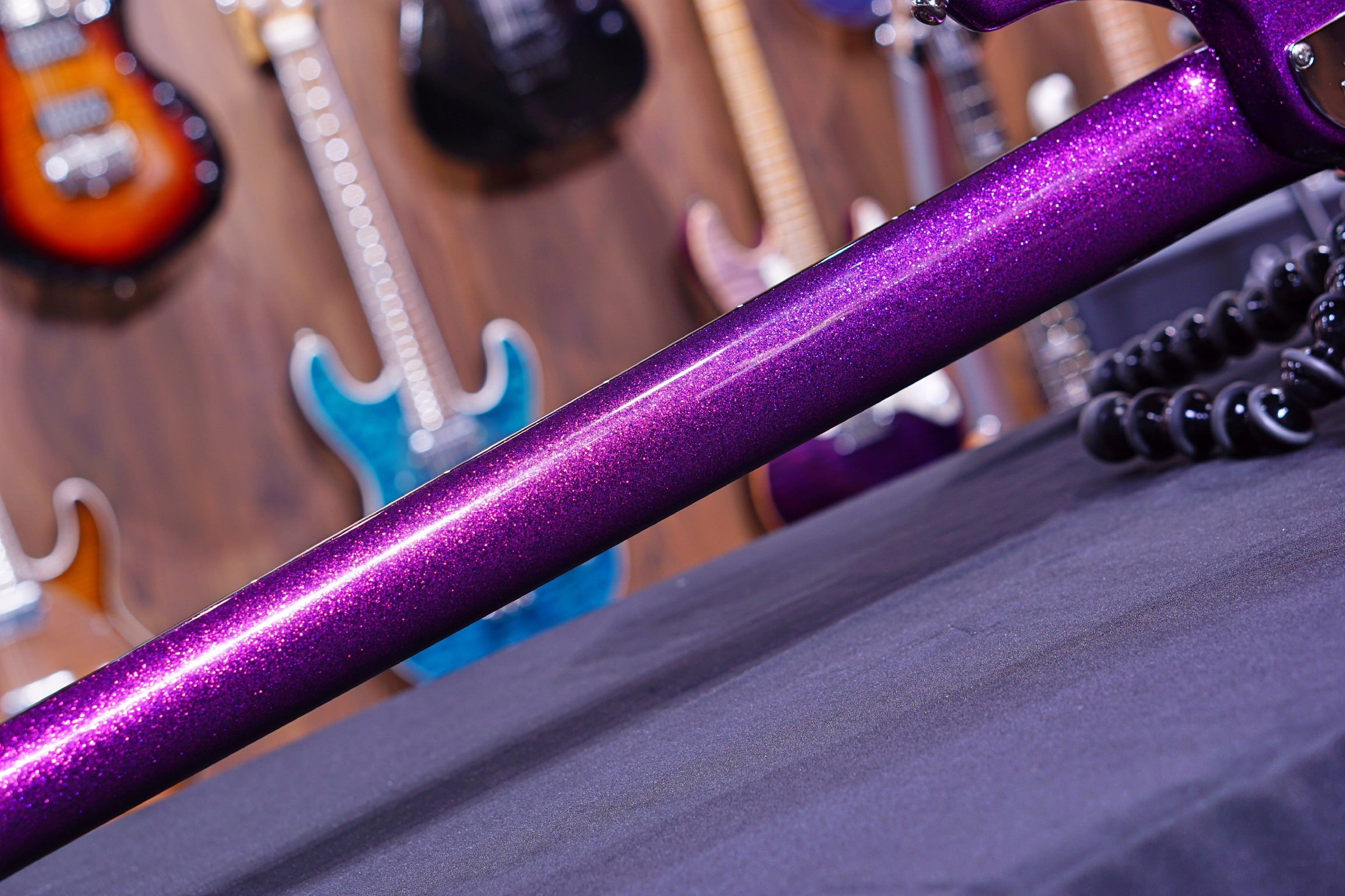 Ernie Ball Music Man Bongo 5 Bass Guitar - Fuschia Sparkle F91515 - HIENDGUITAR Musicman bass