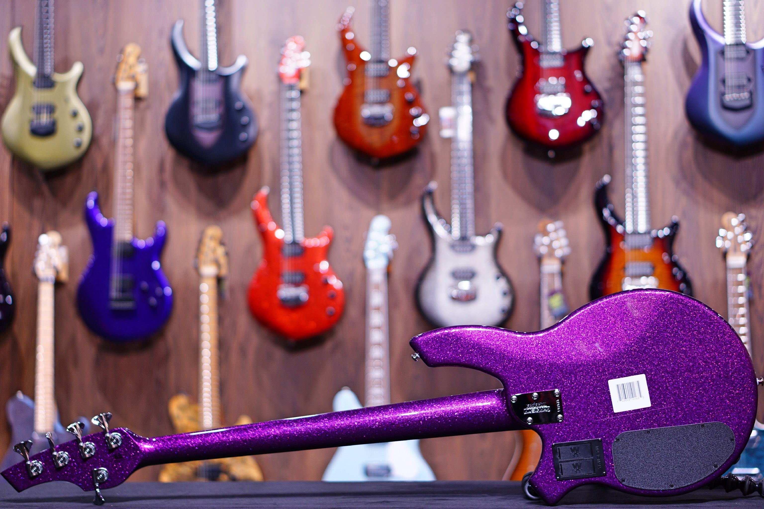 Ernie Ball Music Man Bongo 5 Bass Guitar - Fuschia Sparkle F91515 - HIENDGUITAR Musicman bass