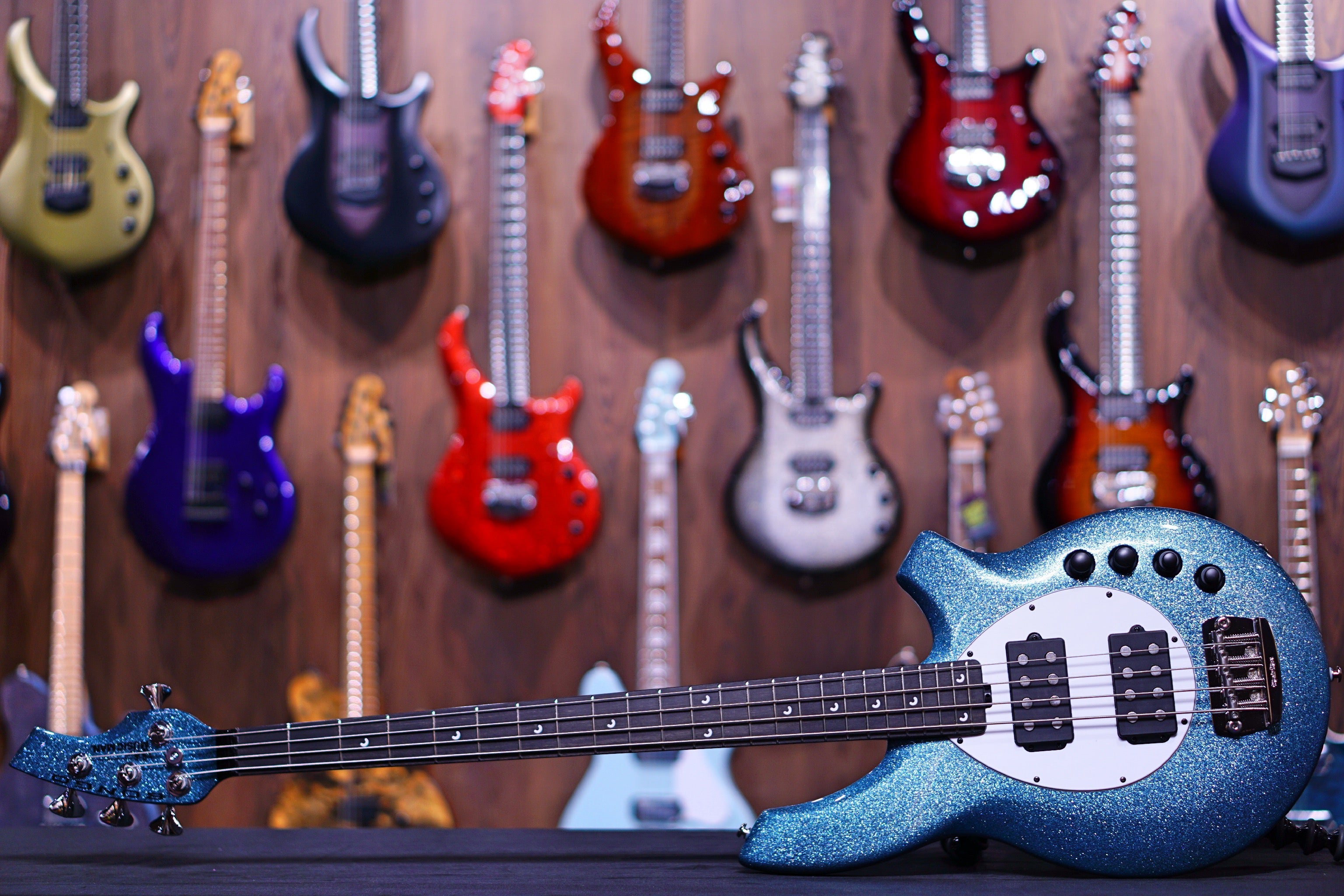 Ernie Ball Music Man Bongo 4 Bass Guitar Aqua Sparkle F87276 - HIENDGUITAR Musicman bass