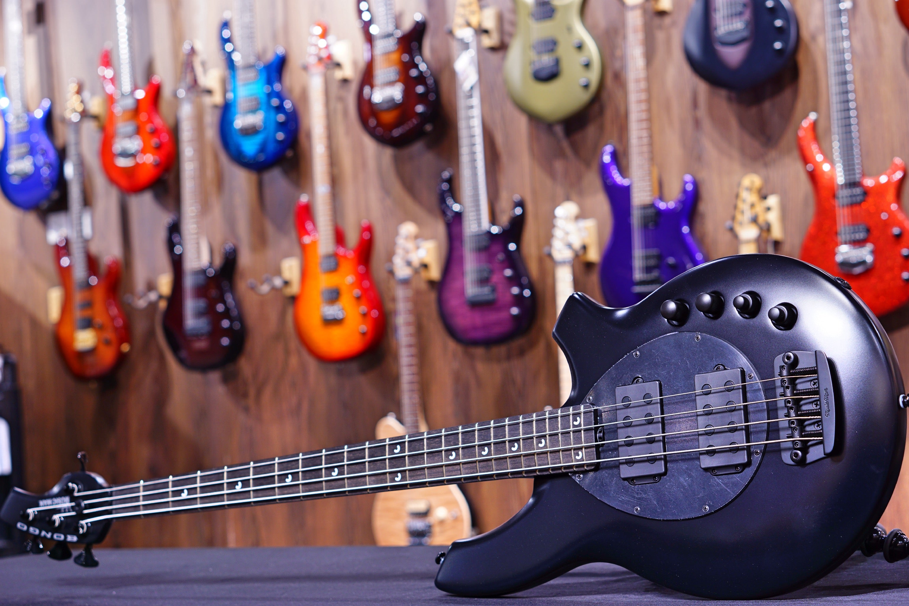 Ernie Ball Music Man Bongo 4 Bass Guitar - Stealth Black F88586 - HIENDGUITAR Musicman bass