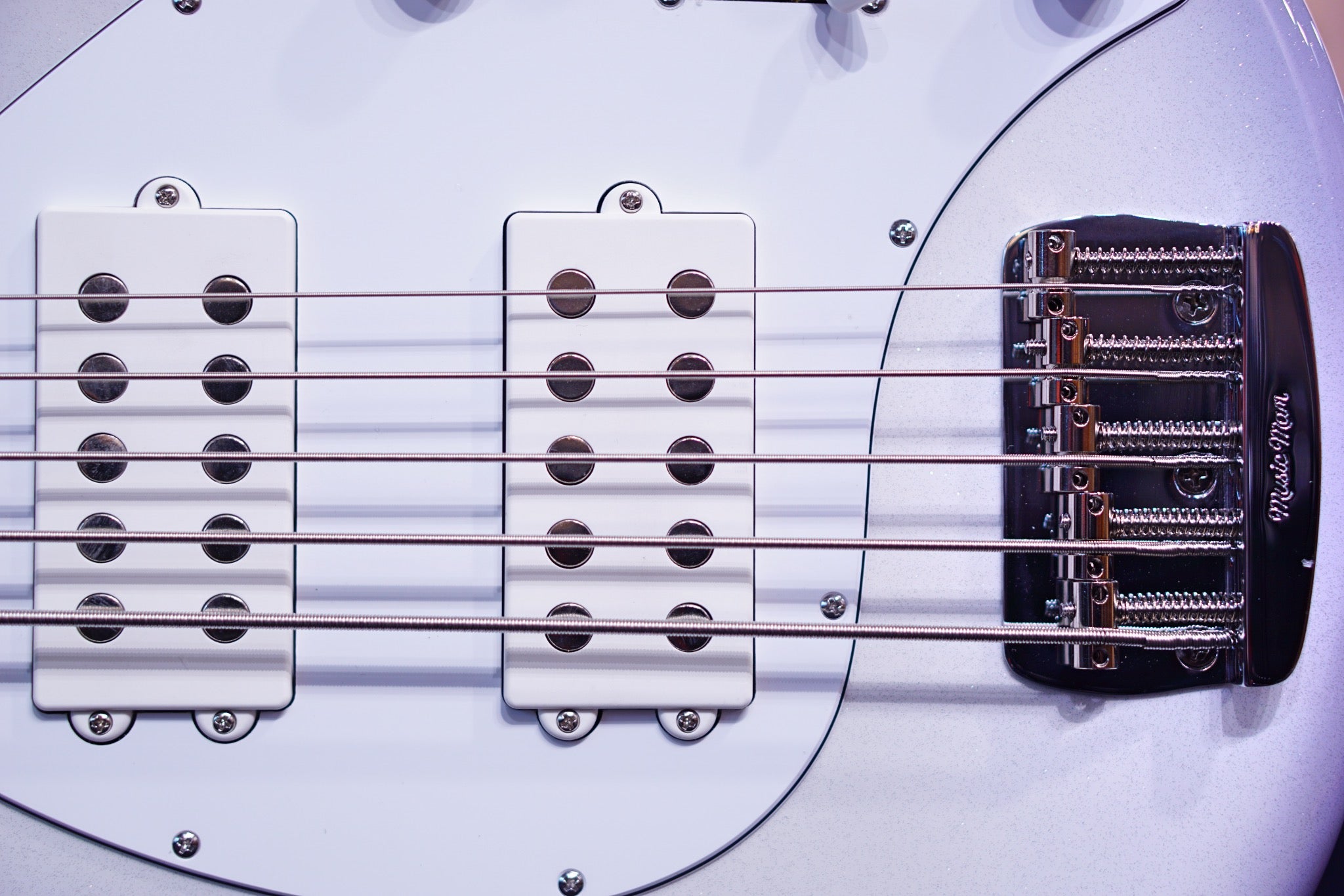 Ernie Ball Music Man StingRay Special 5 HH Bass Guitar - Snowy Night with Maple Fingerboard F97204 - HIENDGUITAR Musicman bass