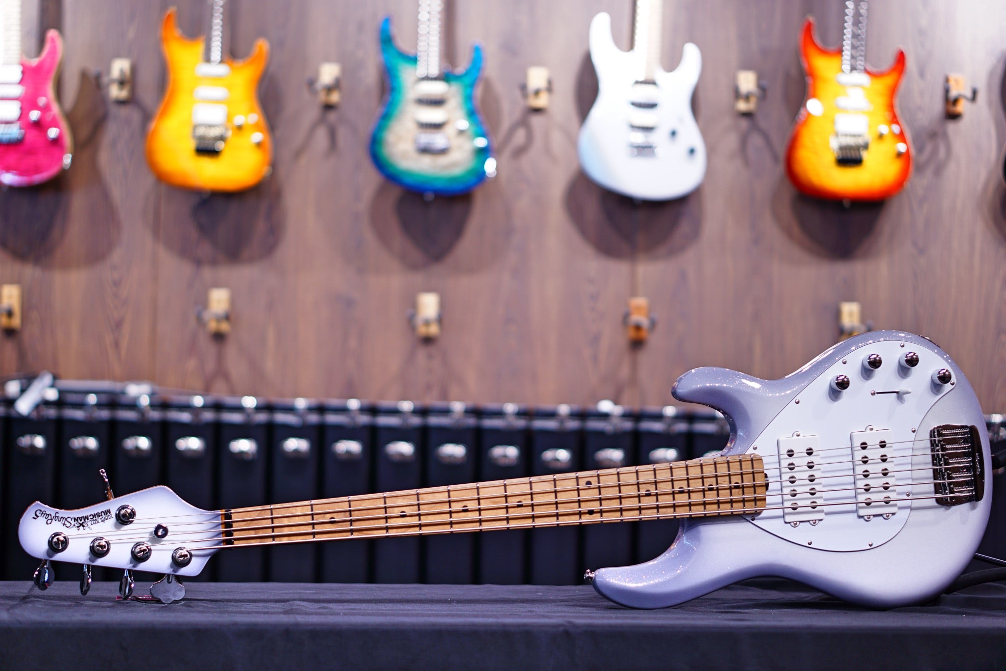 Ernie Ball Music Man StingRay Special 5 HH Bass Guitar - Snowy Night with Maple Fingerboard F97204 - HIENDGUITAR Musicman bass
