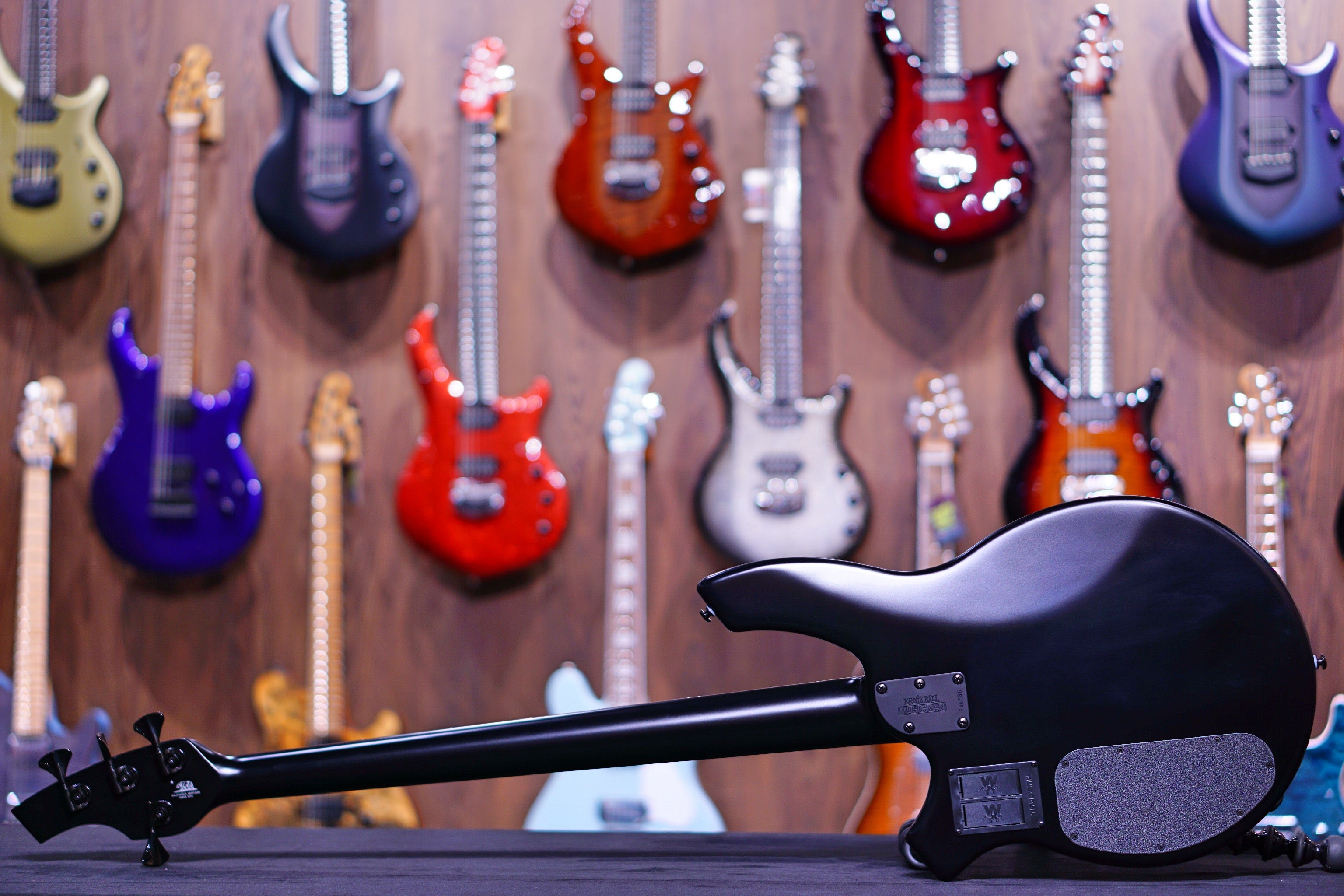 Ernie Ball Music Man Bongo 4 Bass Guitar - Stealth Black F88586 - HIENDGUITAR Musicman bass