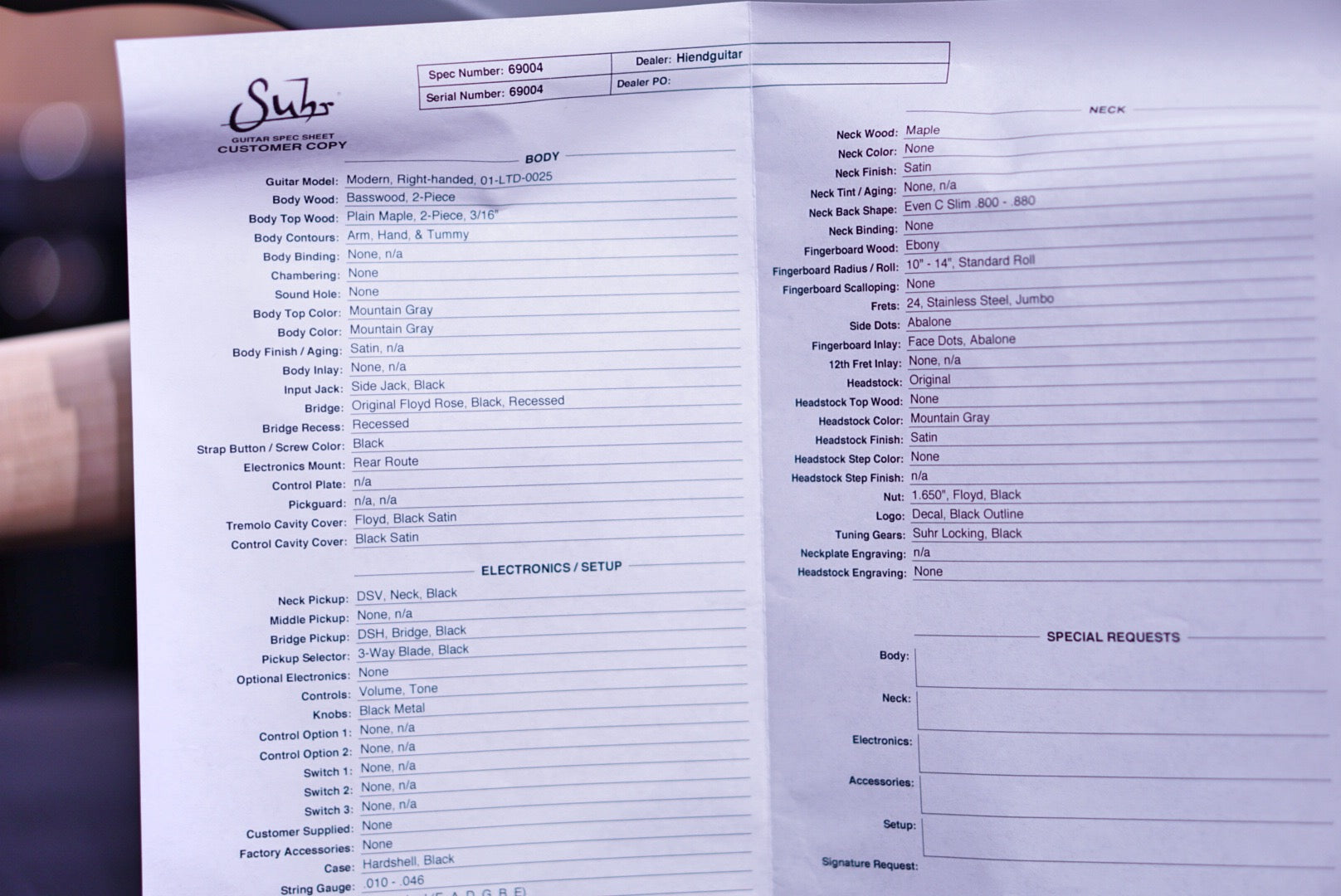 Suhr Modern Terra Limited Edition mountain gray Floyd 69004 - HIENDGUITAR SUHR GUITAR