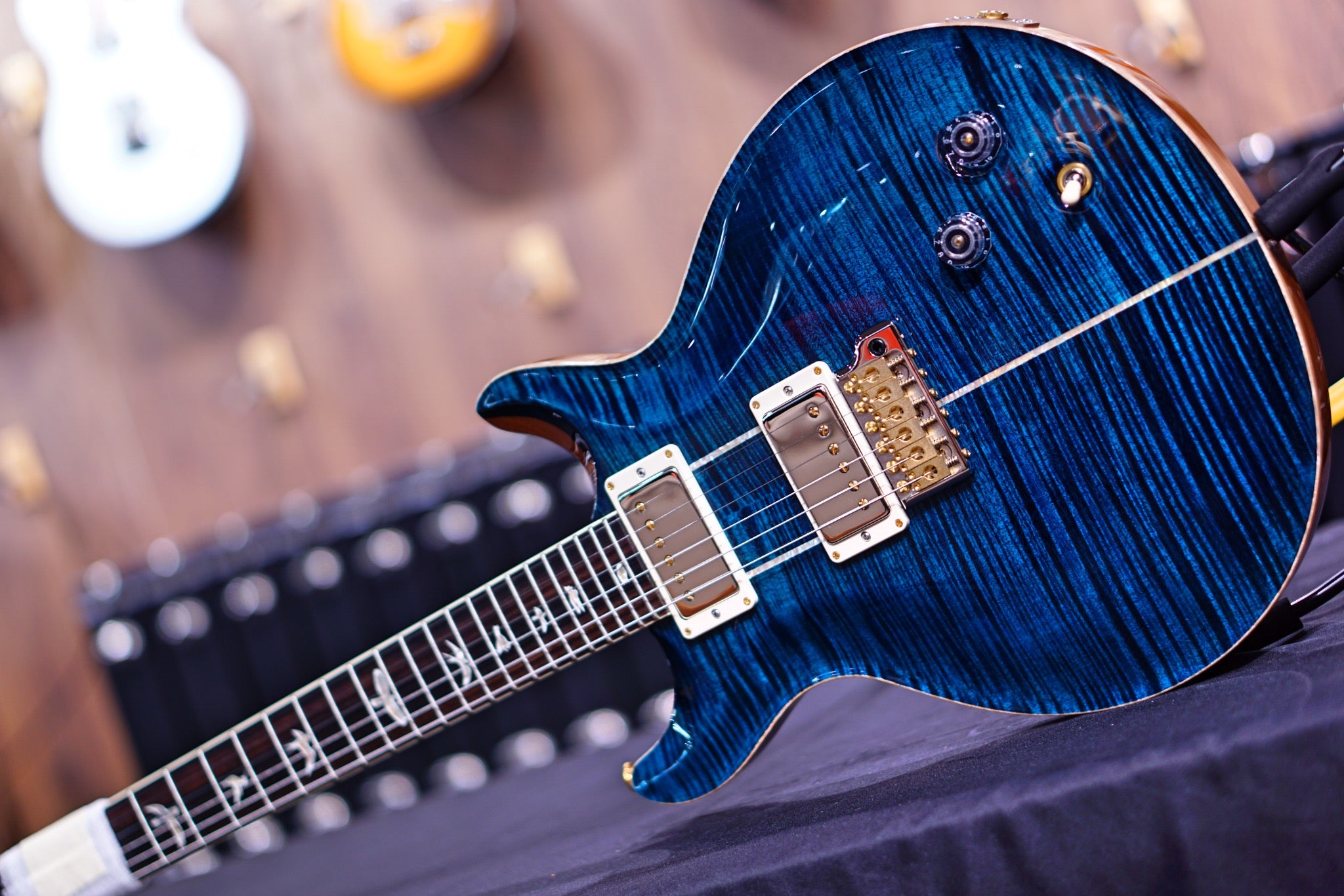 PRS Santana Retro river blue wood library 10 top - HIENDGUITAR PRS GUITAR