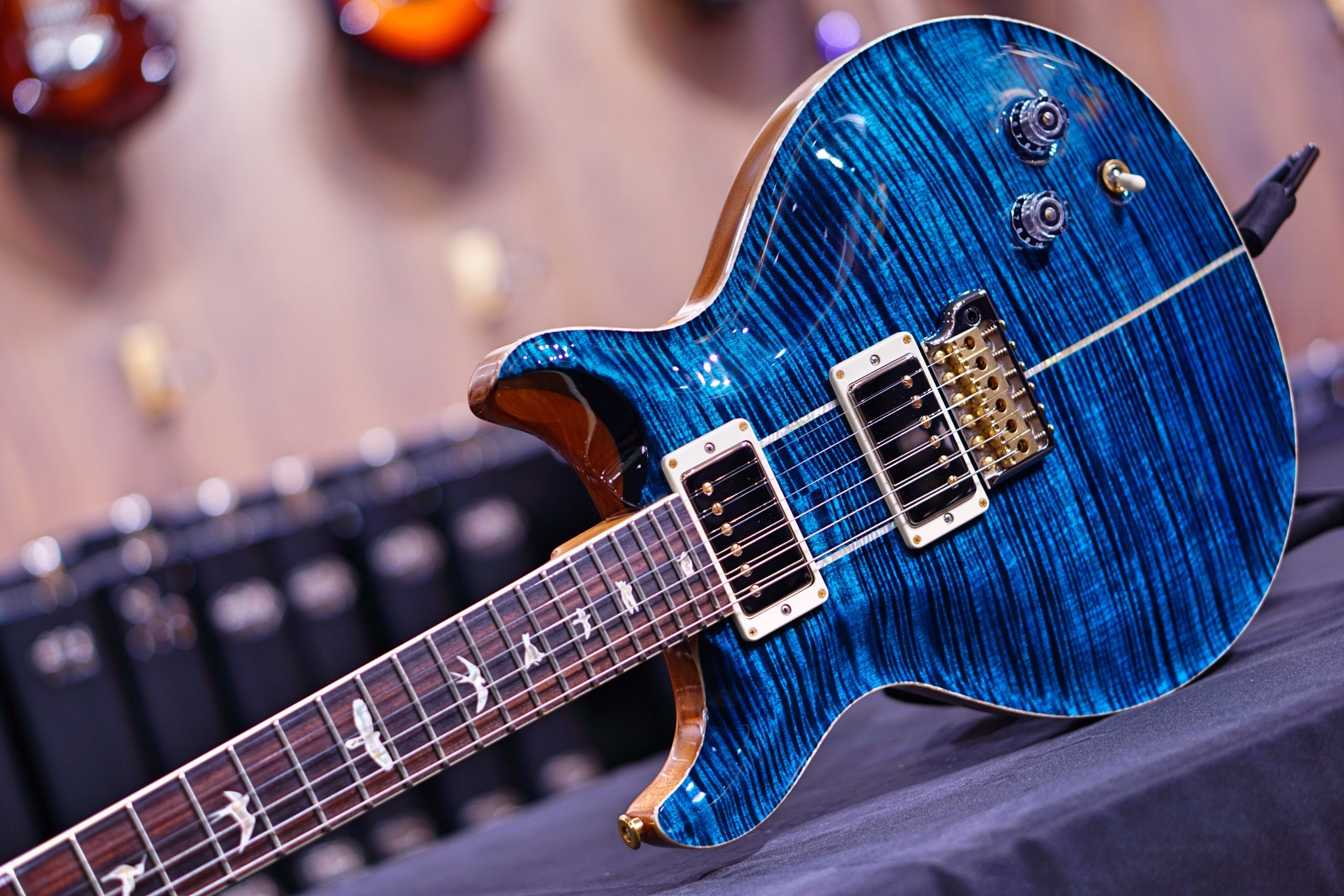 PRS Santana Retro river blue wood library 10 top - HIENDGUITAR PRS GUITAR