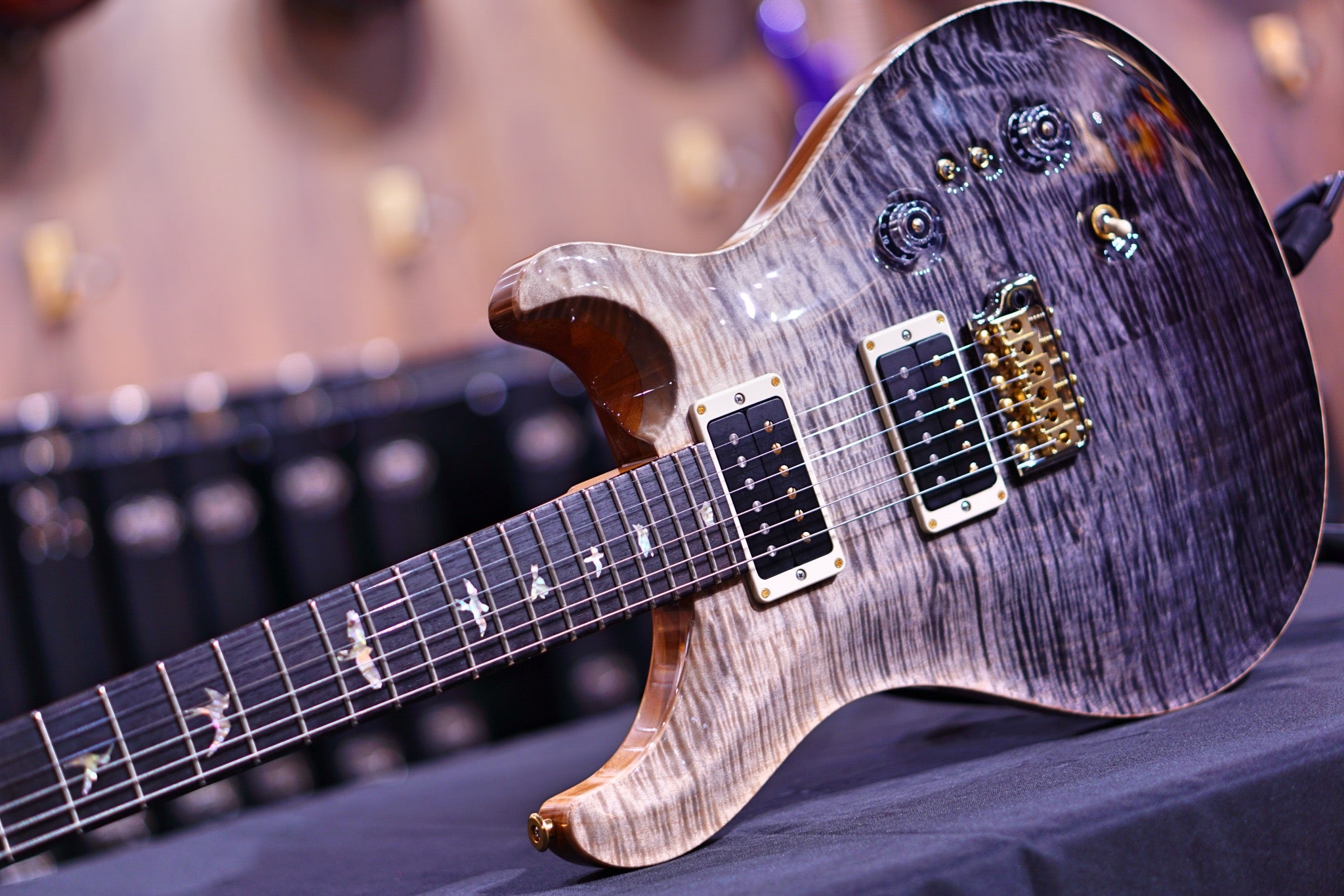 PRS 35th Anniversary Custom 24 - grey black fade 10top regular neck 0340775 - HIENDGUITAR PRS GUITAR