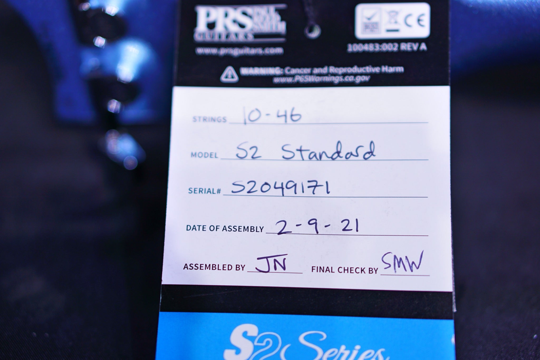 PRS S2 Standard 24 Electric Guitar - Frost Blue Metallic S2049171 - HIENDGUITAR PRS GUITAR