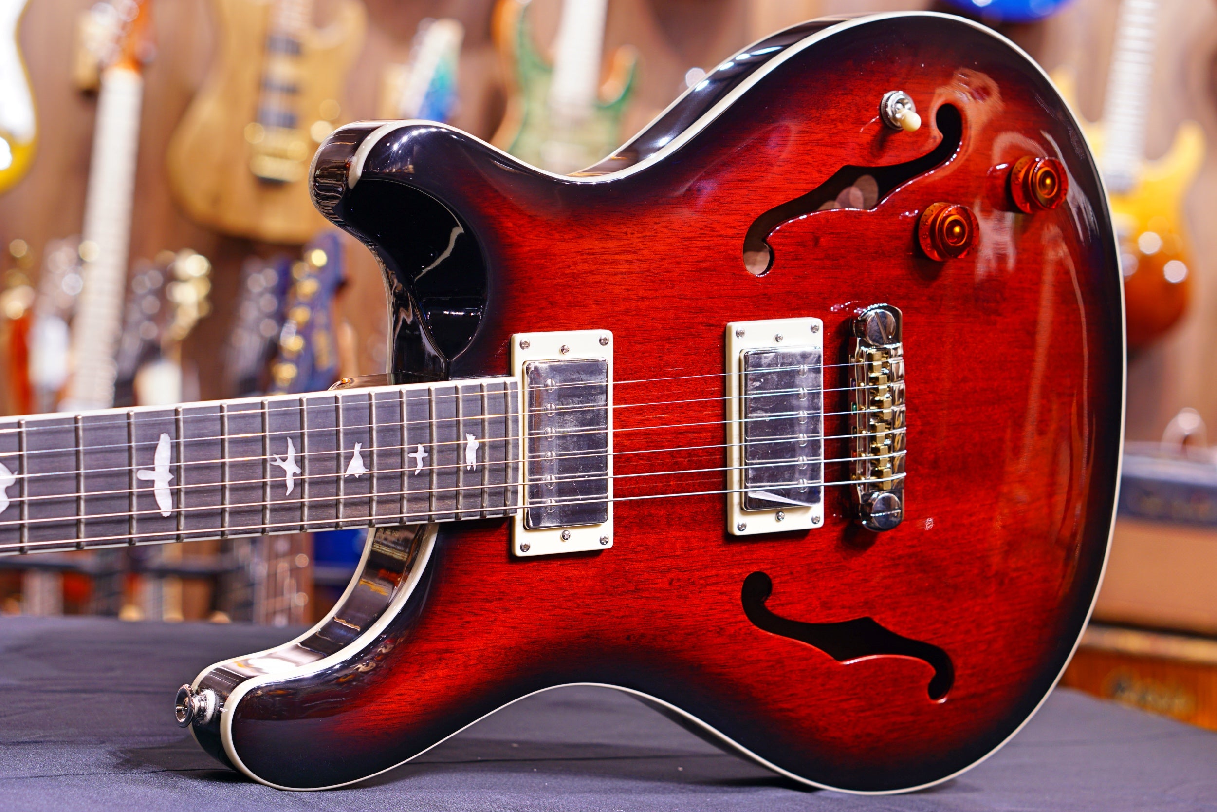 PRS SE Hollowbody Standard - Fire red burst - HIENDGUITAR PRS SE GUITAR