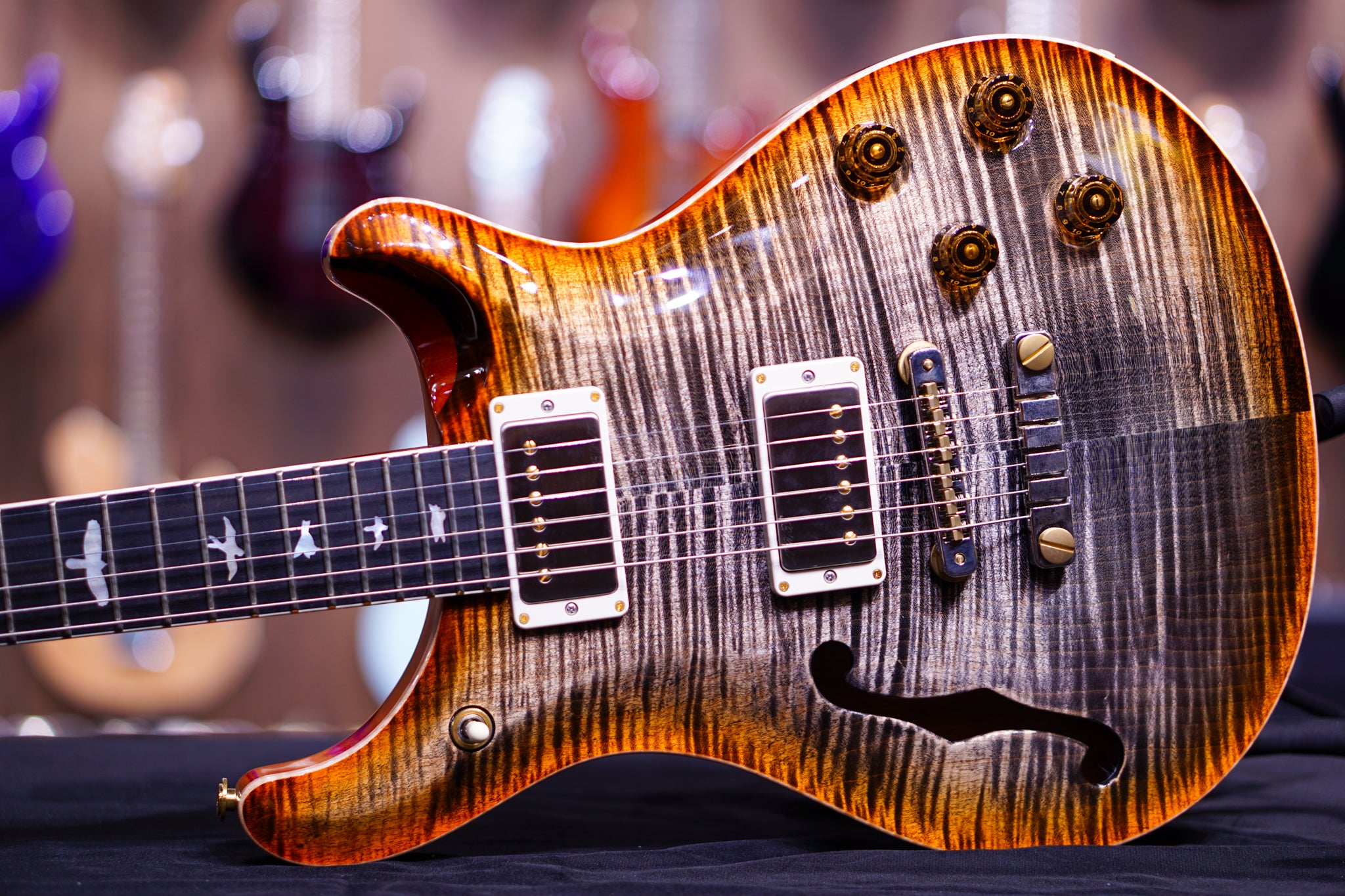 PRS 594 Wood library semi hollow Burnt Maple Leaf 0324977 - HIENDGUITAR PRS GUITAR