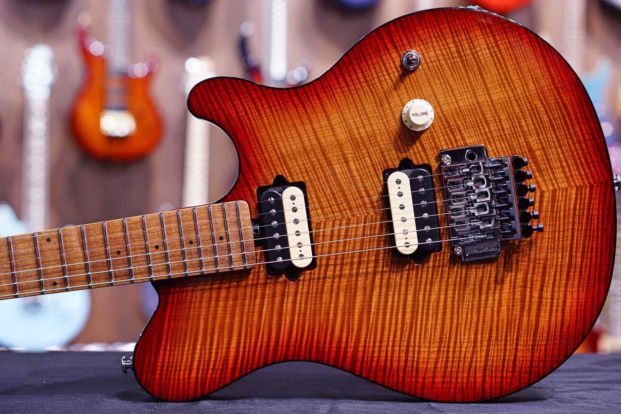 Ernie Ball Music Man Axis Electric Guitar - Roasted Amber Flame G97245 - HIENDGUITAR Musicman GUITAR