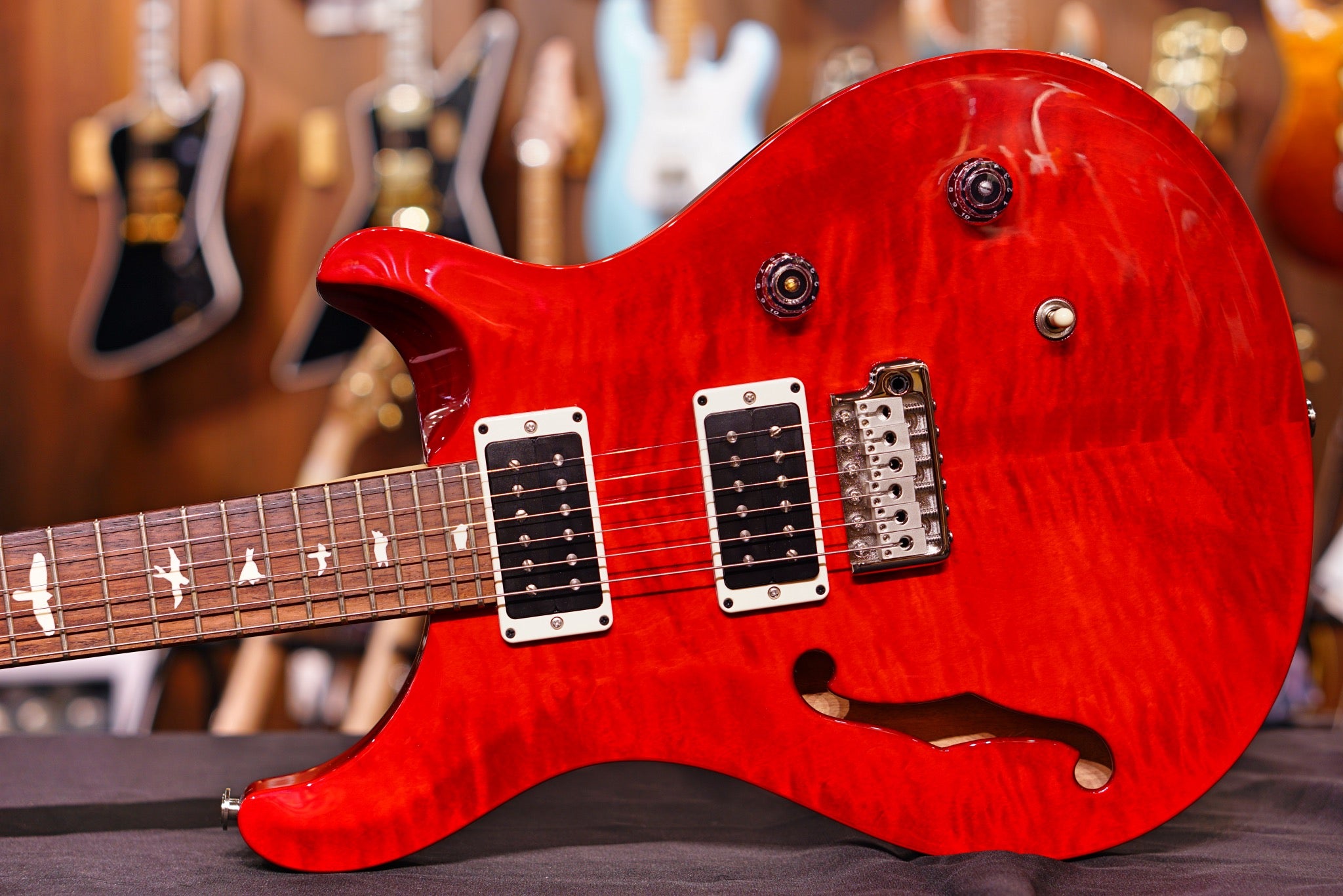 PRS CE24 Semi hollow scarlet red 0290687 - HIENDGUITAR PRS GUITAR