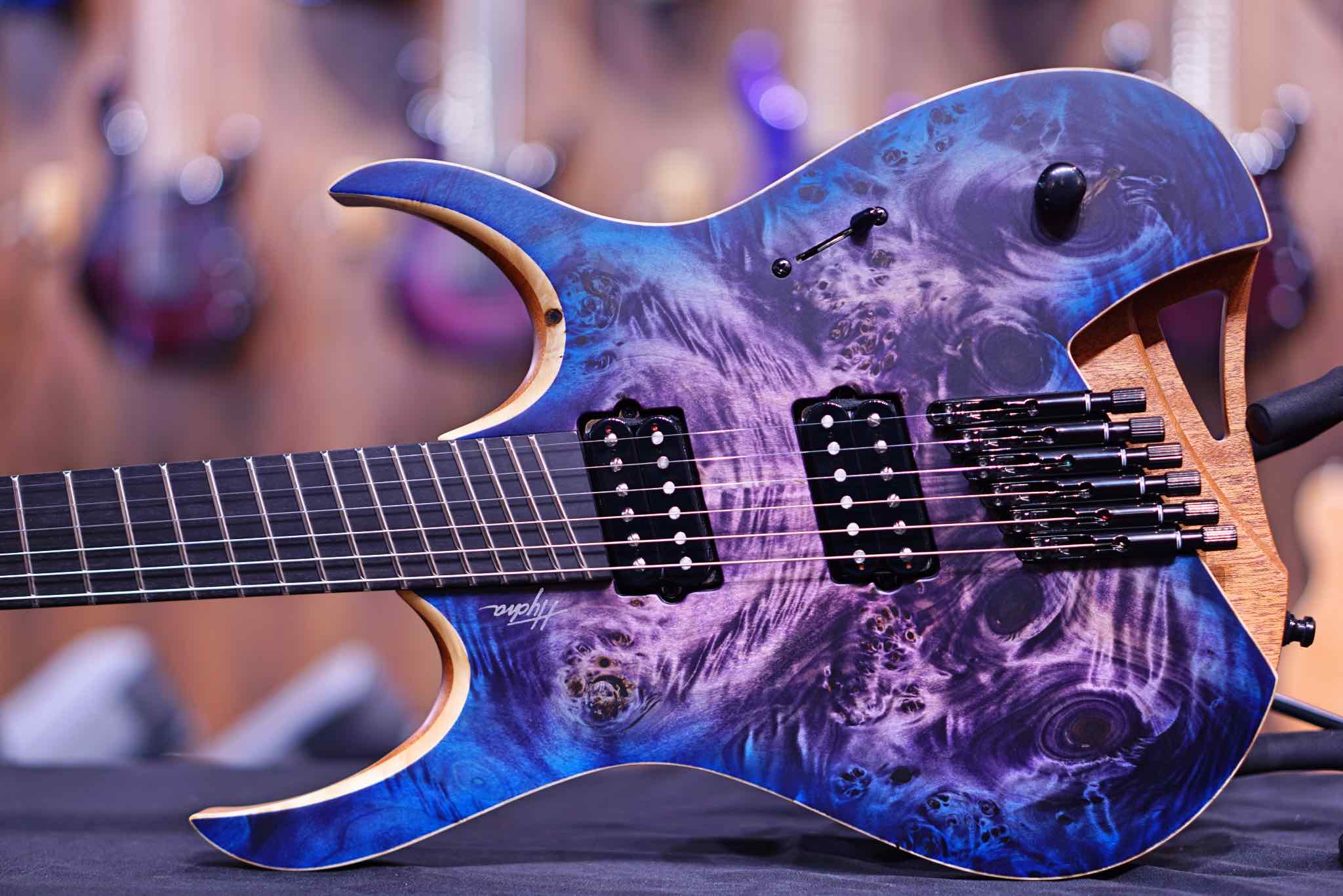 Mayones Hydra Elite VF 6 HF2108460 Trans dirty purple blue burst satine - HIENDGUITAR Mayones GUITAR