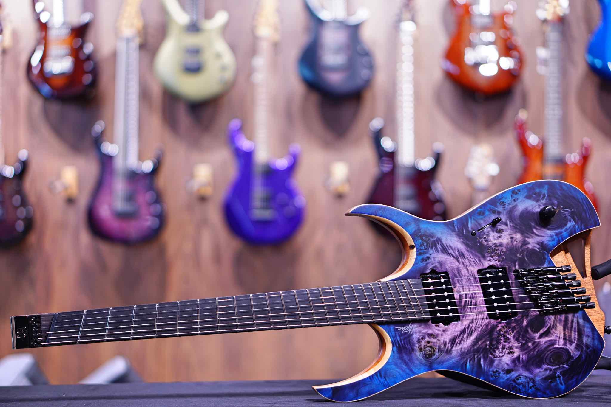 Mayones Hydra Elite VF 6 HF2108460 Trans dirty purple blue burst satine - HIENDGUITAR Mayones GUITAR