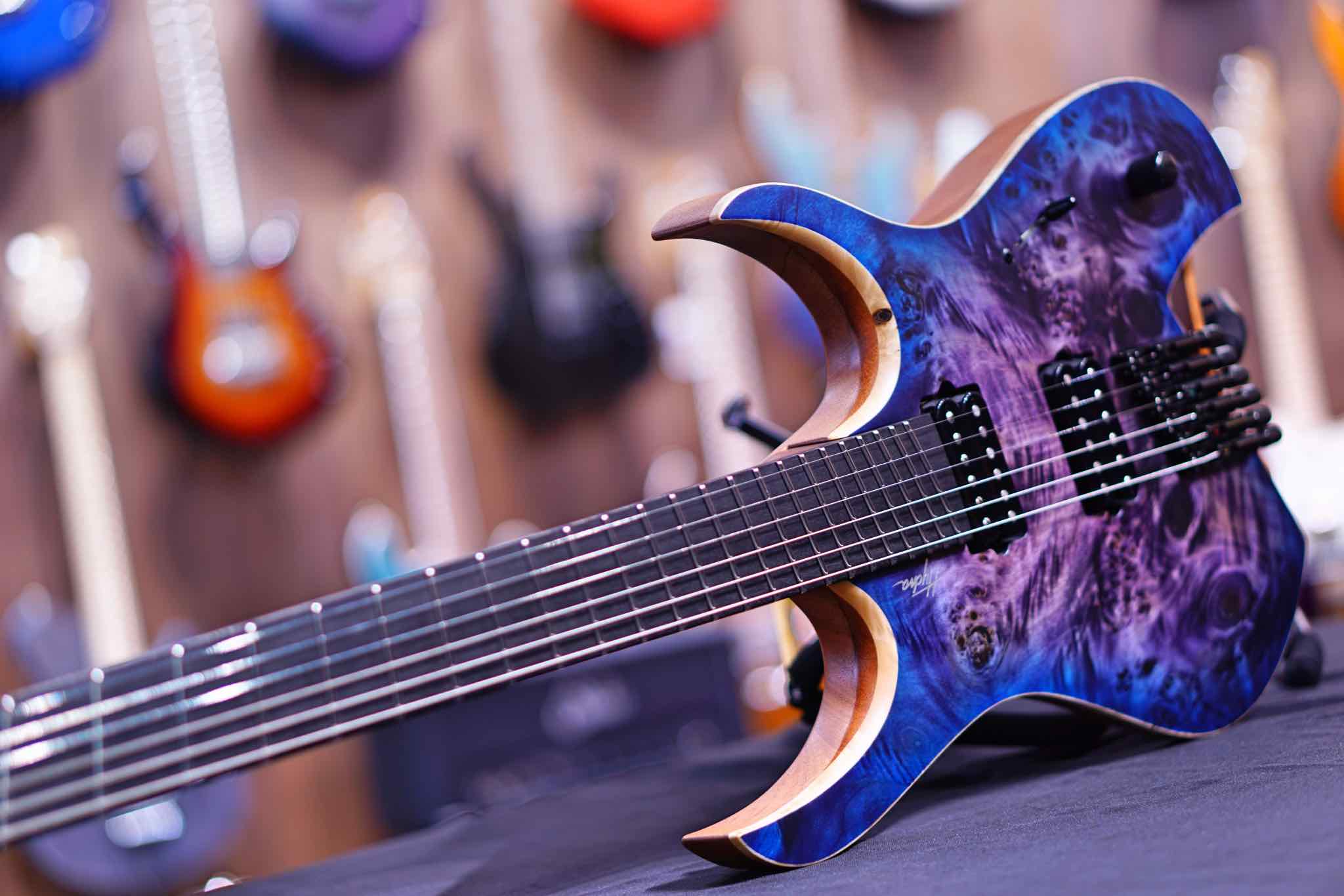 Mayones Hydra Elite VF 6 HF2108460 Trans dirty purple blue burst satine - HIENDGUITAR Mayones GUITAR