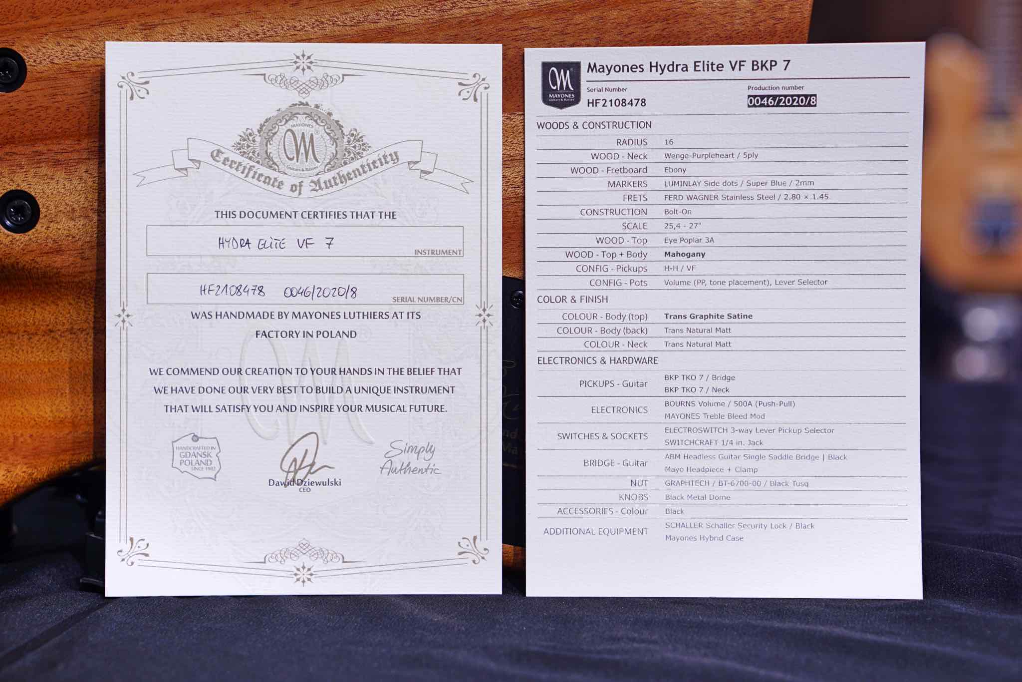 Mayones Hydra Elite VF7 Trans Graphite Satine HF2108478 - HIENDGUITAR Mayones GUITAR