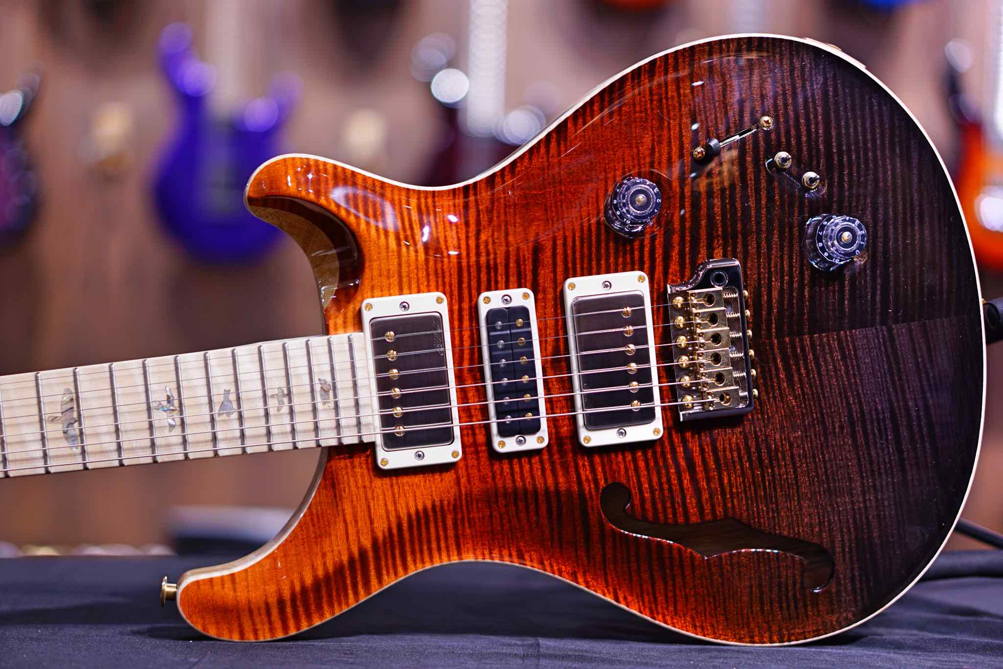 PRS Special 22 semi hollow wood library Fire Red Gray Black Fade 0324517 - HIENDGUITAR PRS GUITAR