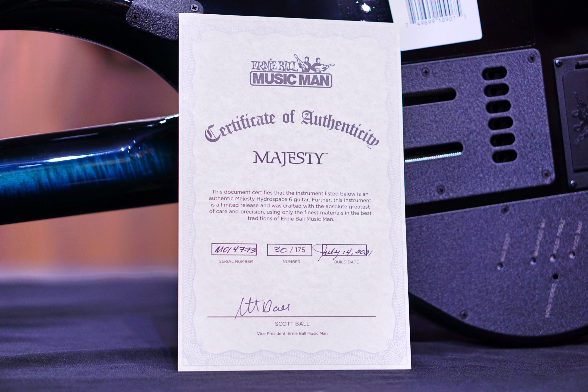 Ernie Ball Music Man John Petrucci Majesty Electric Guitar - Hydrospace with Ebony Fingerboard M014773 - HIENDGUITAR Musicman GUITAR