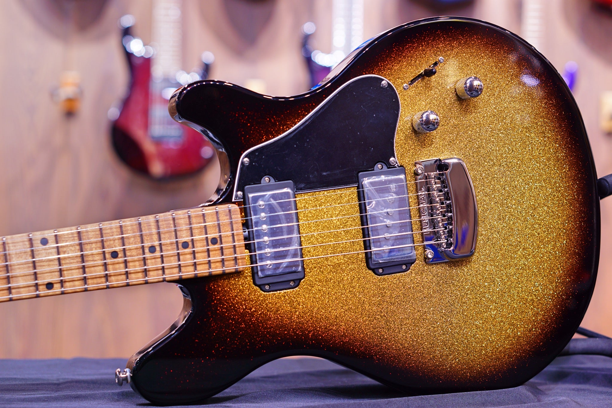 Ernie Ball Music Man Valentine Tremolo Electric Guitar - Tobacco Sparkle H00936 - HIENDGUITAR Musicman GUITAR