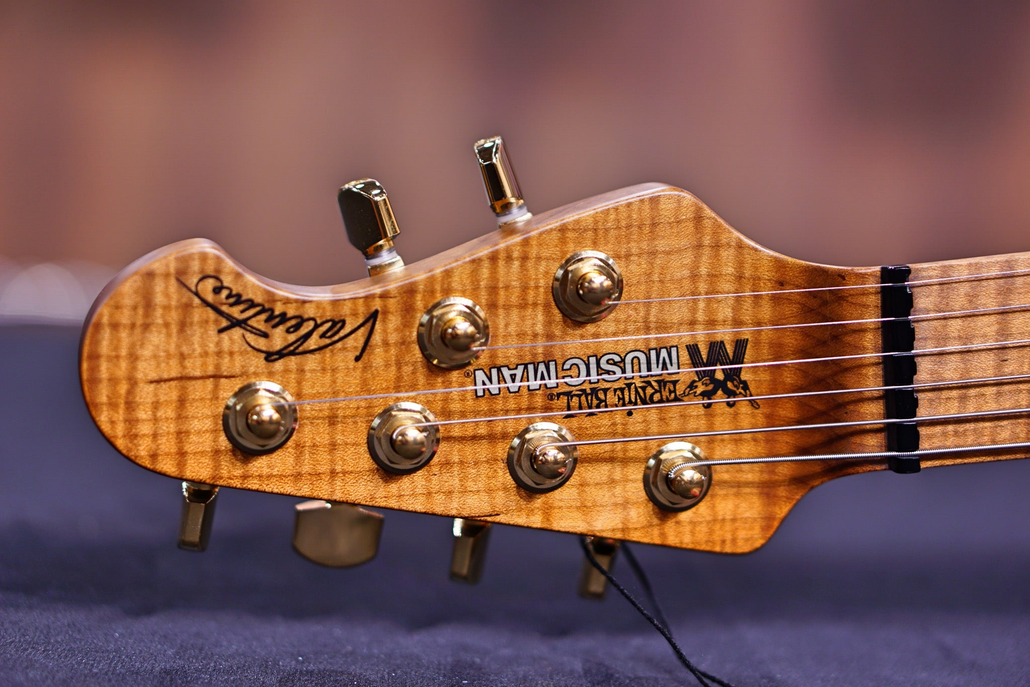 Ernie Ball Music Man Valentine Tremolo Electric Guitar - Pink Champagne Sparkle H00112 - HIENDGUITAR Musicman GUITAR