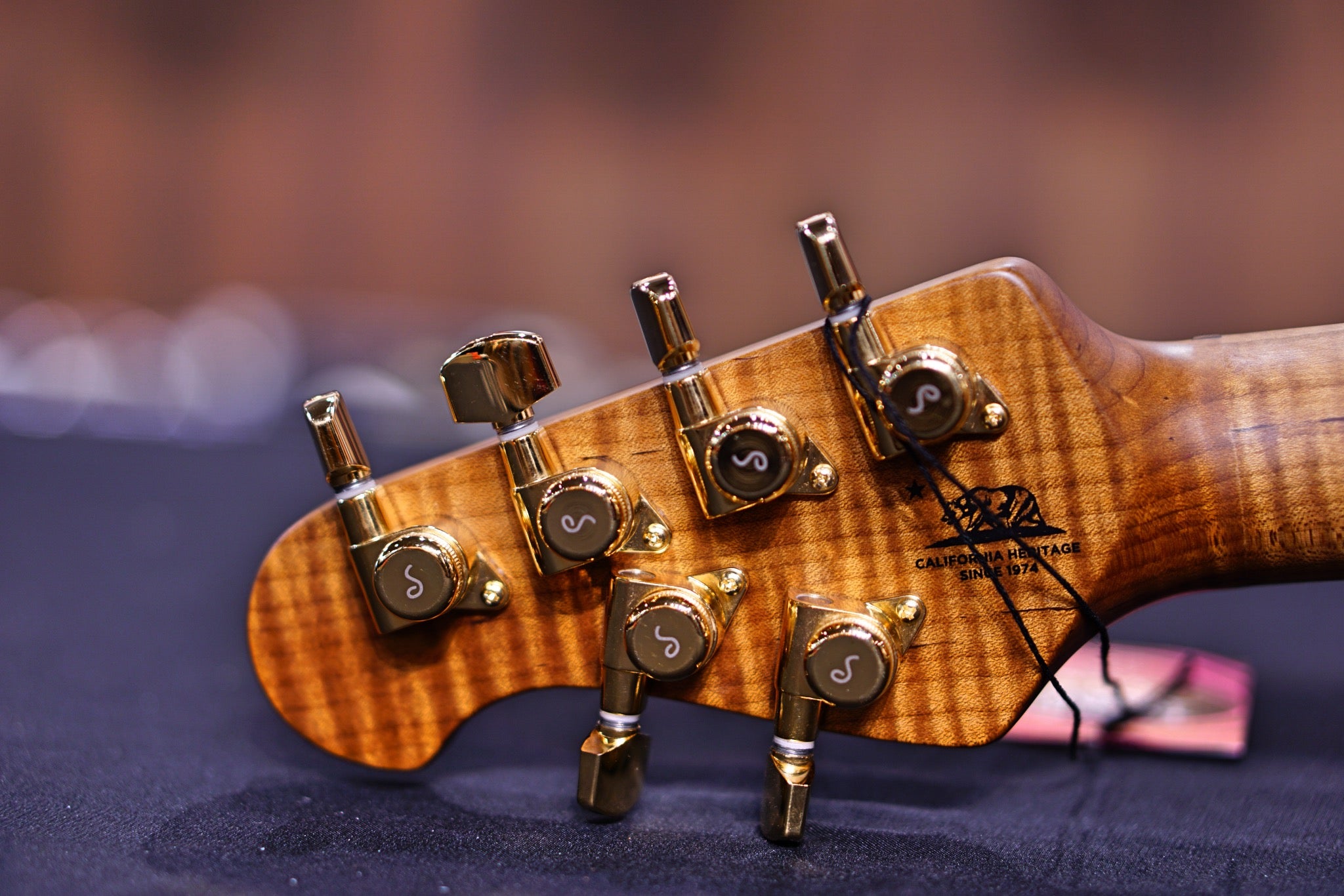 Ernie Ball Music Man Valentine Tremolo Electric Guitar - Pink Champagne Sparkle H00112 - HIENDGUITAR Musicman GUITAR