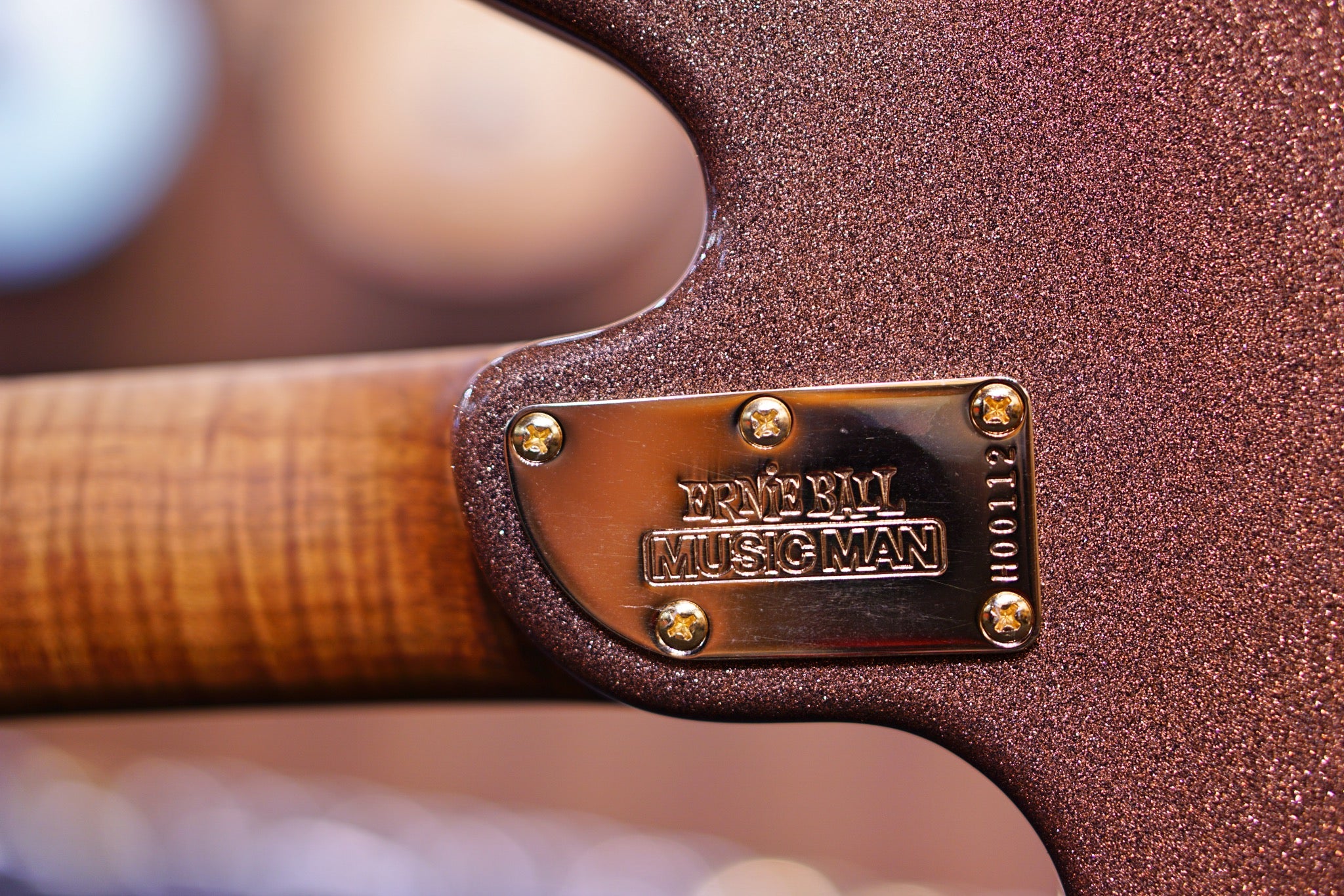 Ernie Ball Music Man Valentine Tremolo Electric Guitar - Pink Champagne Sparkle H00112 - HIENDGUITAR Musicman GUITAR