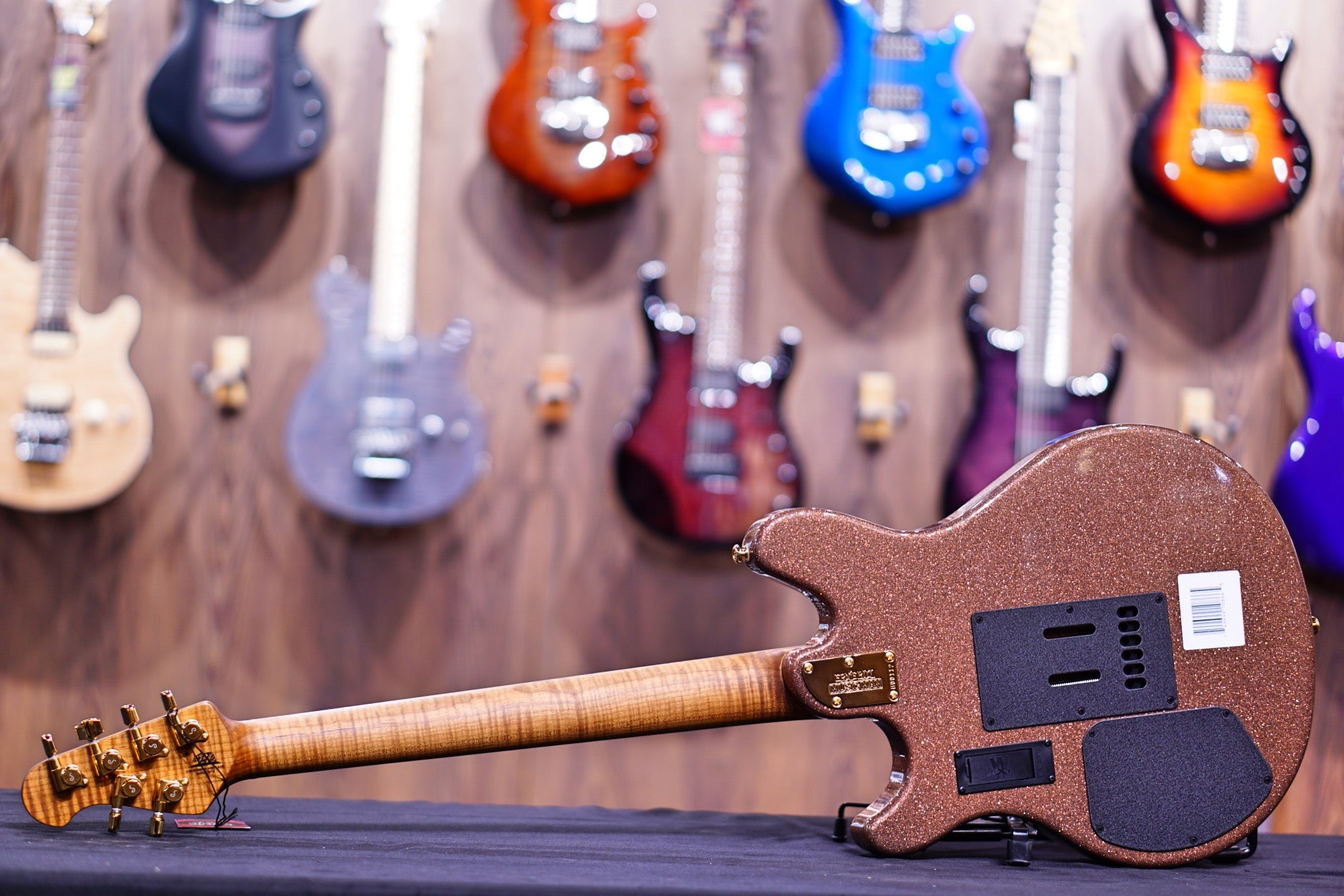 Ernie Ball Music Man Valentine Tremolo Electric Guitar - Pink Champagne Sparkle H00112 - HIENDGUITAR Musicman GUITAR