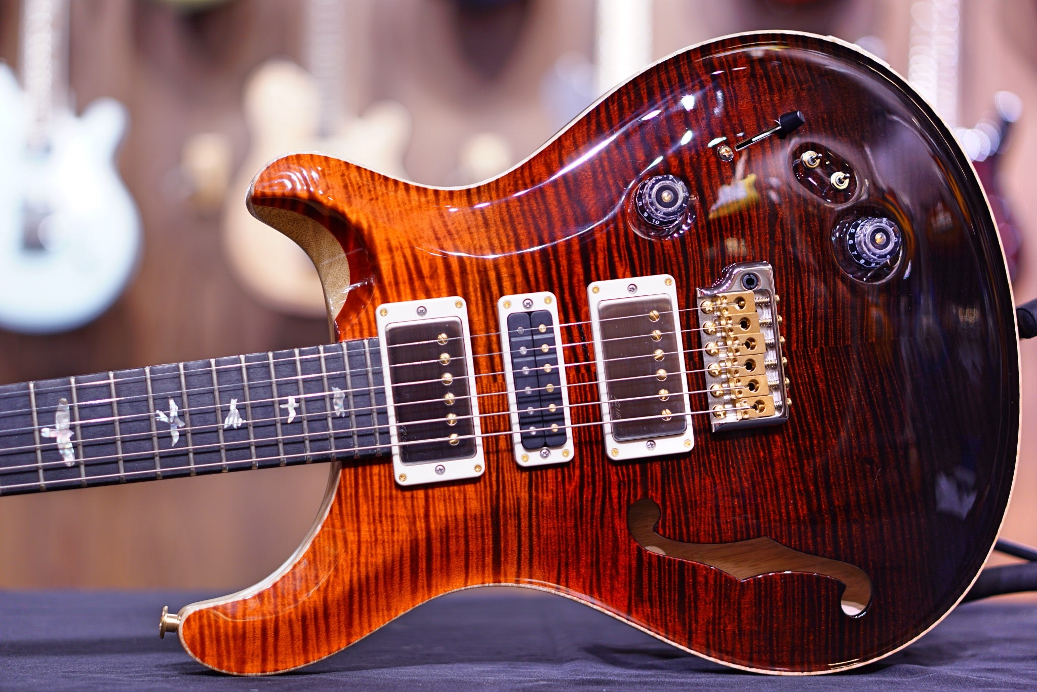 PRS Special wood library Semi hollow fire red gray black fade 0317754 - HIENDGUITAR PRS GUITAR