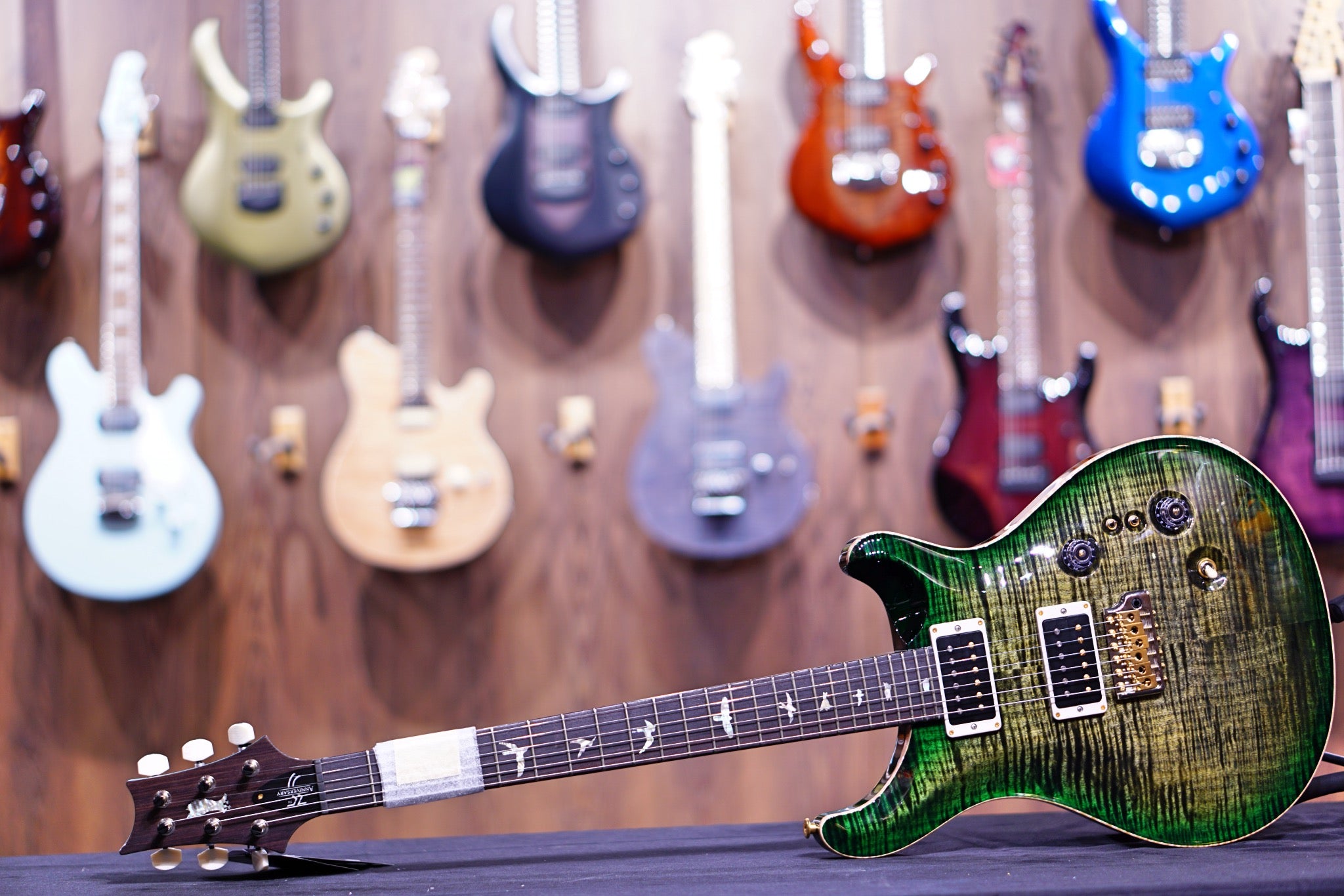 PRS 35th Anniversary Custom 24 - Obsidian Green Burst Hybrid 10top Regular Neck 0328960 - HIENDGUITAR PRS GUITAR