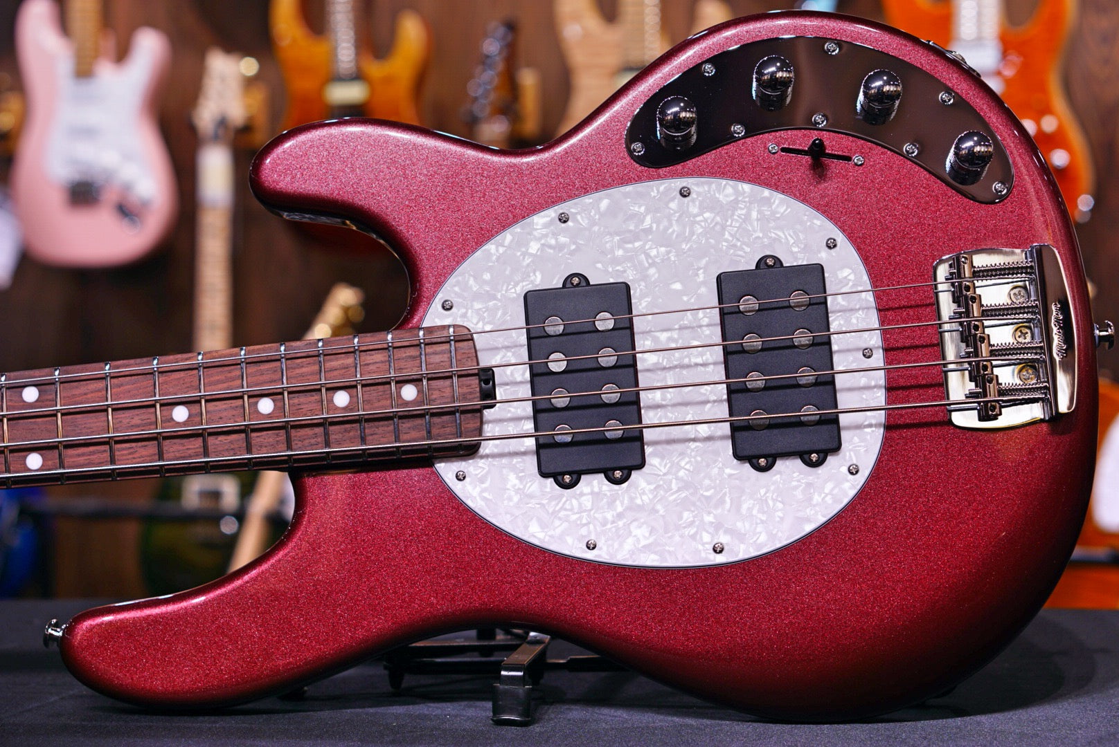 Ernie Ball Music Man StingRay Special 4 HH Bass Guitar - Maroon Mist F90495 - HIENDGUITAR Musicman bass
