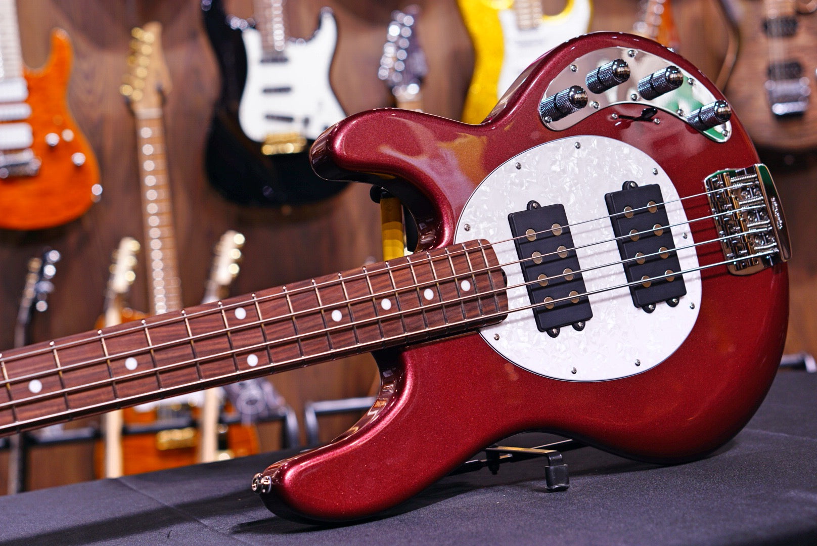Ernie Ball Music Man StingRay Special 4 HH Bass Guitar - Maroon Mist F90495 - HIENDGUITAR Musicman bass