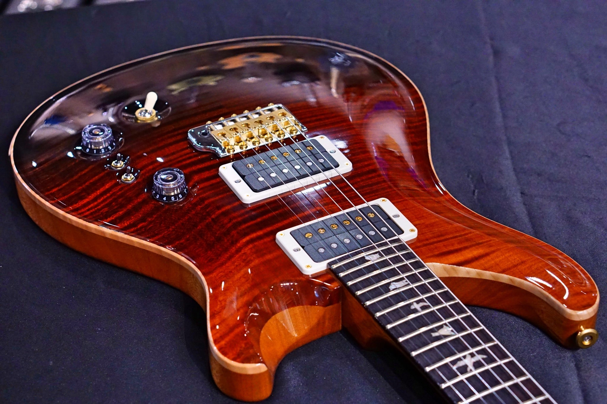 PRS 35th Anniversary Custom 24 - Fire Red / Gray Black Fade 10top Thin Neck 0329325 - HIENDGUITAR PRS GUITAR
