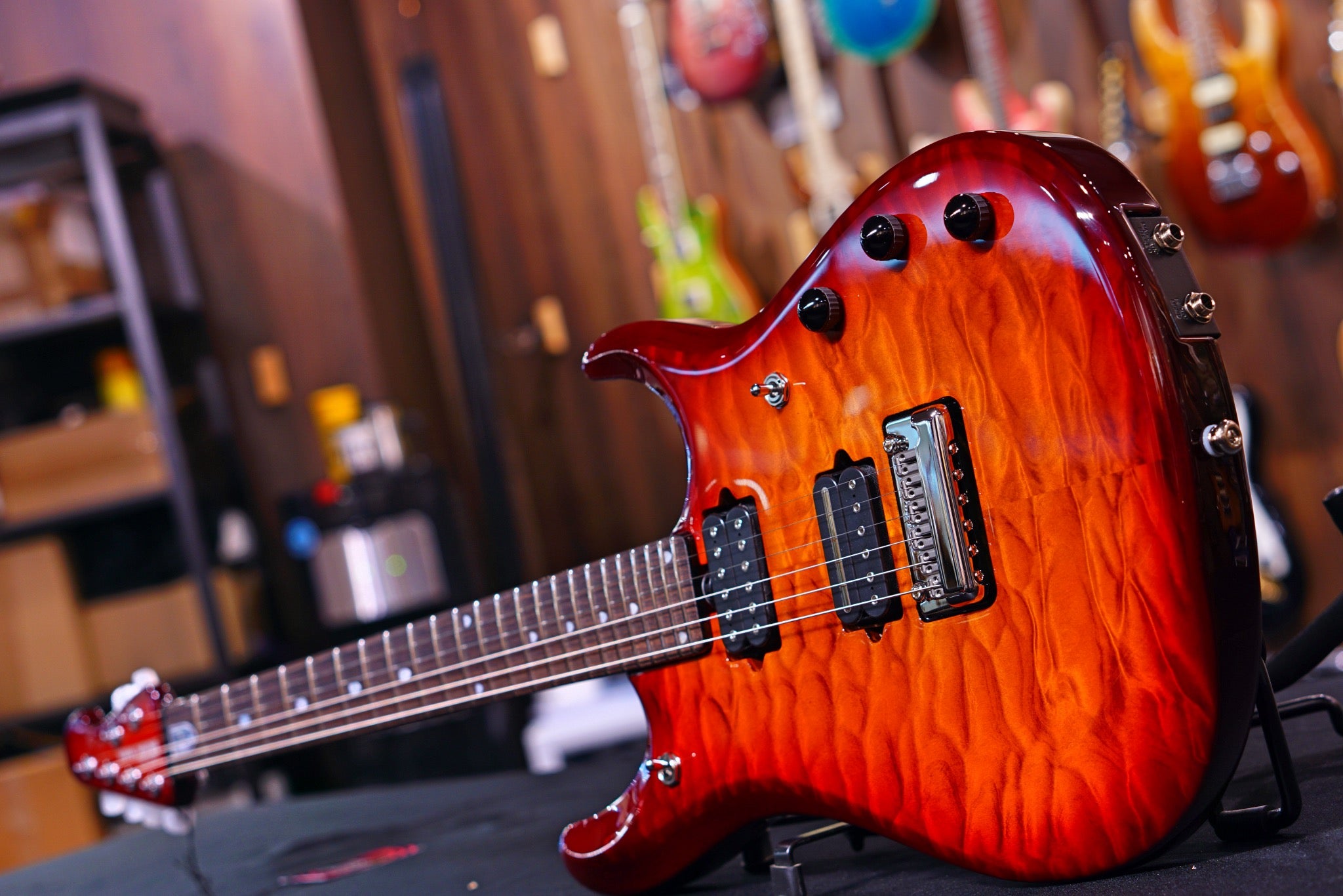 Ernie Ball Music Man John Petrucci JP6 - Dragon Blood Quilt G98456 - HIENDGUITAR Musicman GUITAR