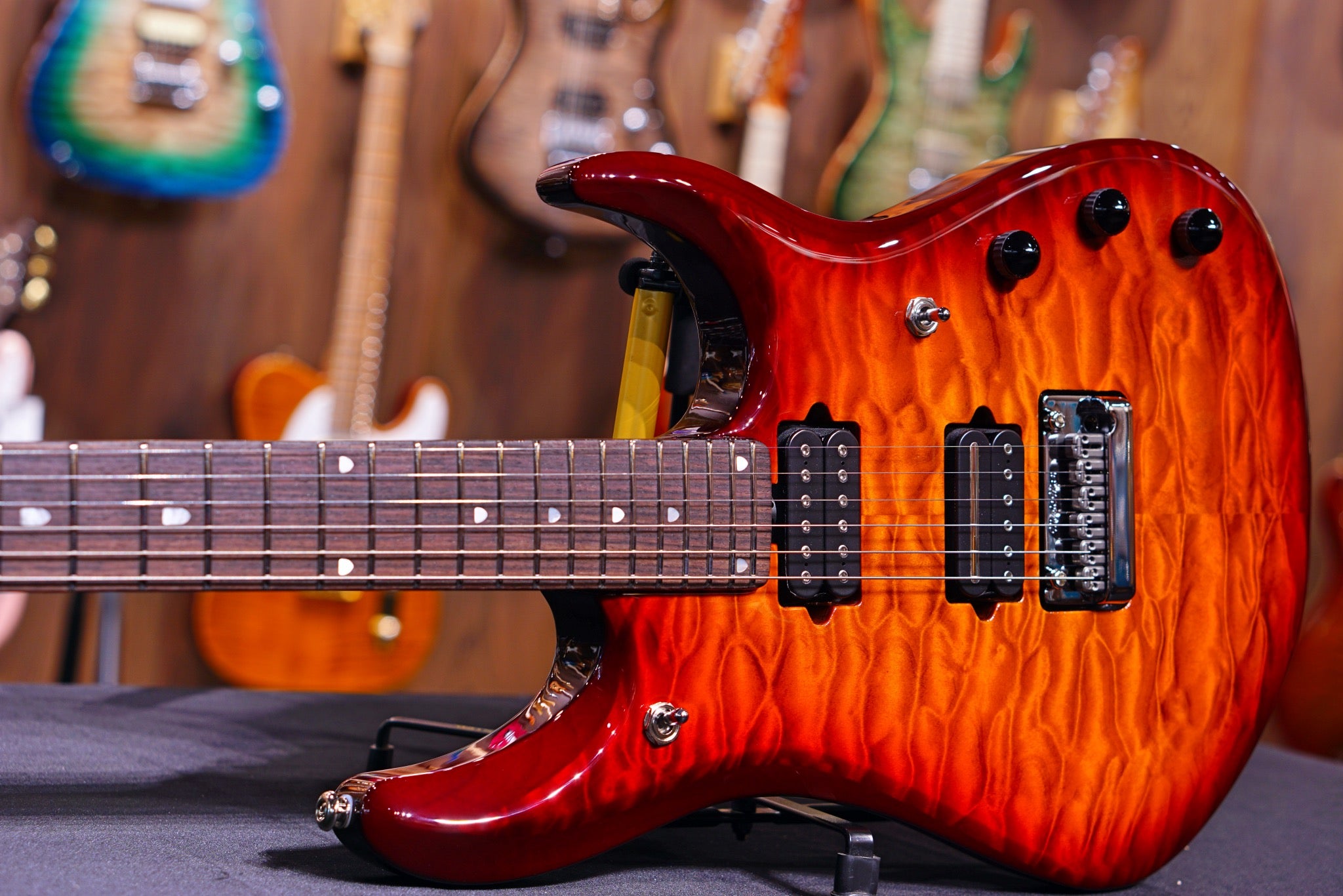 Ernie Ball Music Man John Petrucci JP6 - Dragon Blood Quilt G98456 - HIENDGUITAR Musicman GUITAR