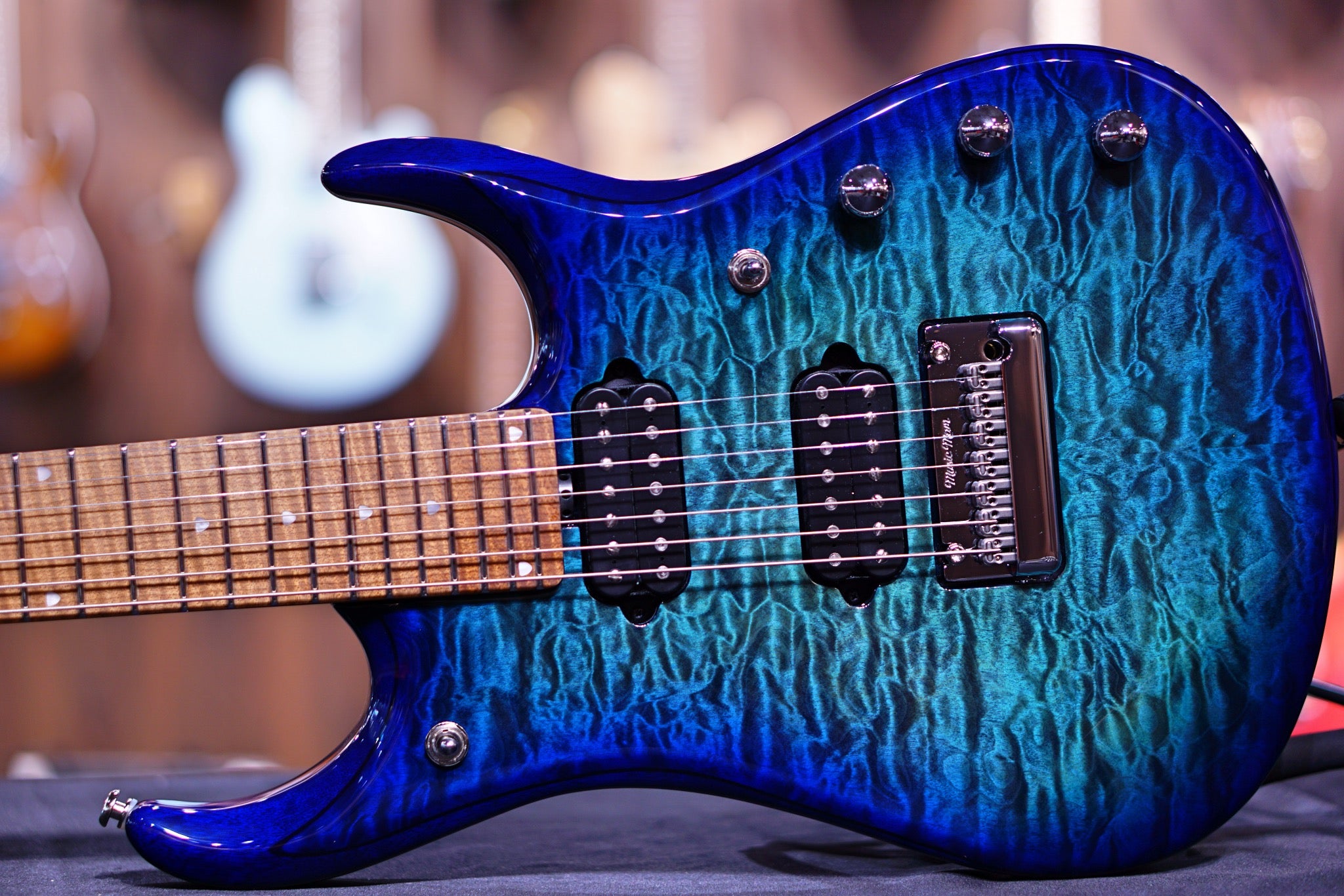 Ernie Ball Music Man JP15 7 Electric Guitar - Cerulean Paradise Quilt F94598 - HIENDGUITAR Musicman GUITAR