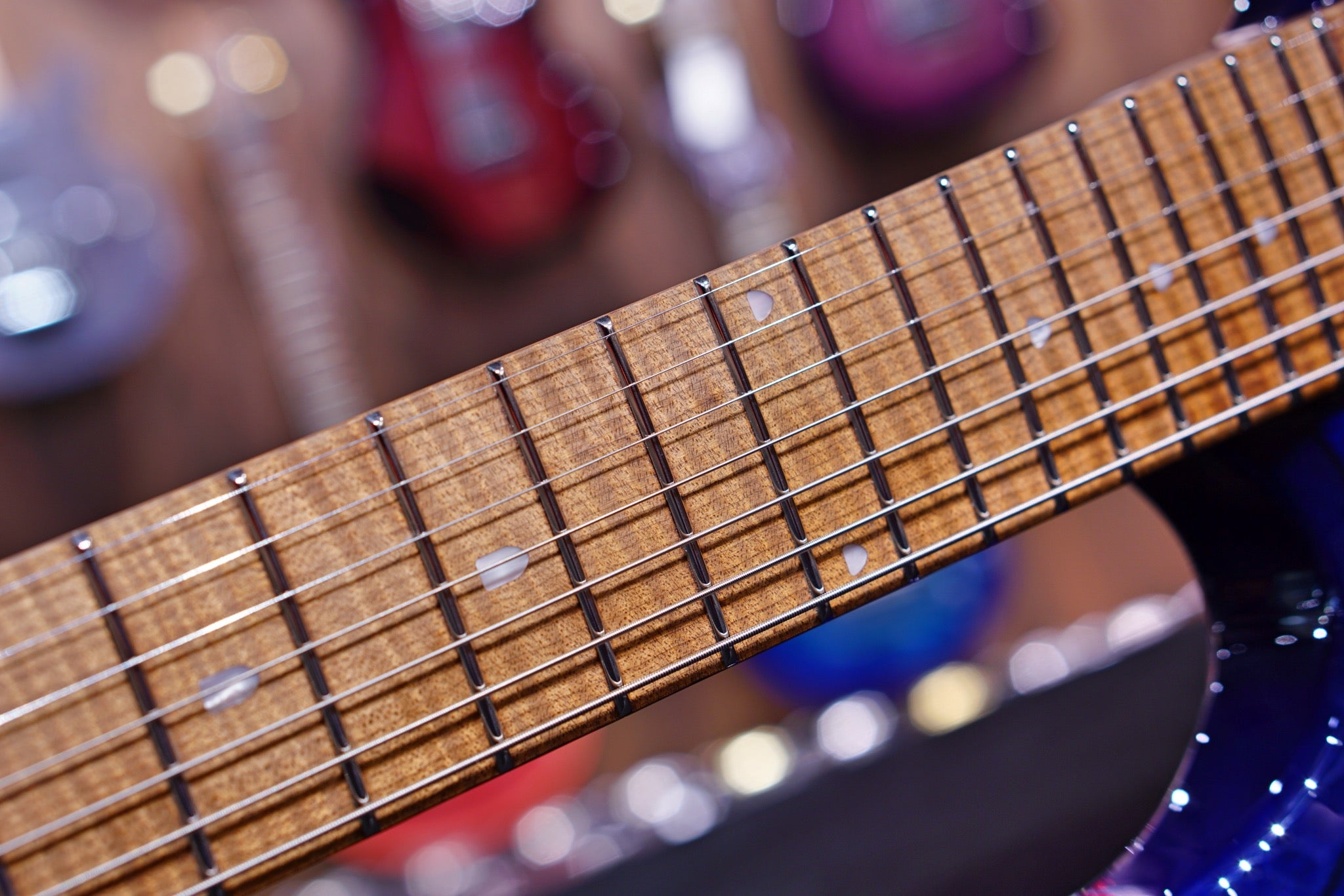 Ernie Ball Music Man JP15 7 Electric Guitar - Cerulean Paradise Quilt F94598 - HIENDGUITAR Musicman GUITAR