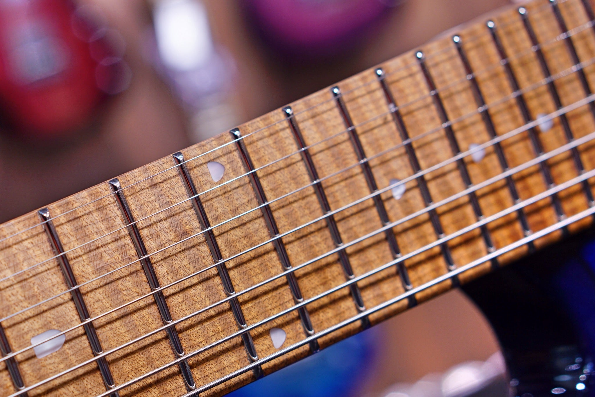 Ernie Ball Music Man JP15 7 Electric Guitar - Cerulean Paradise Quilt F94598 - HIENDGUITAR Musicman GUITAR