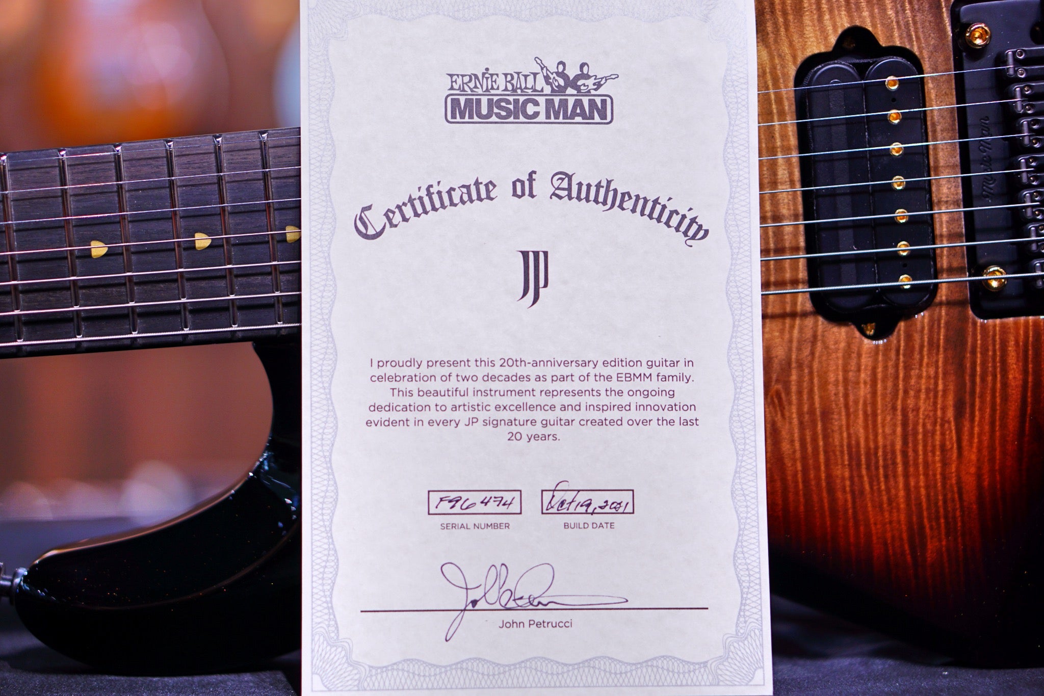 Ernie Ball Music Man JP7 20th Anniversary Honey Butter Burst John Petrucci f96474 - HIENDGUITAR Musicman GUITAR