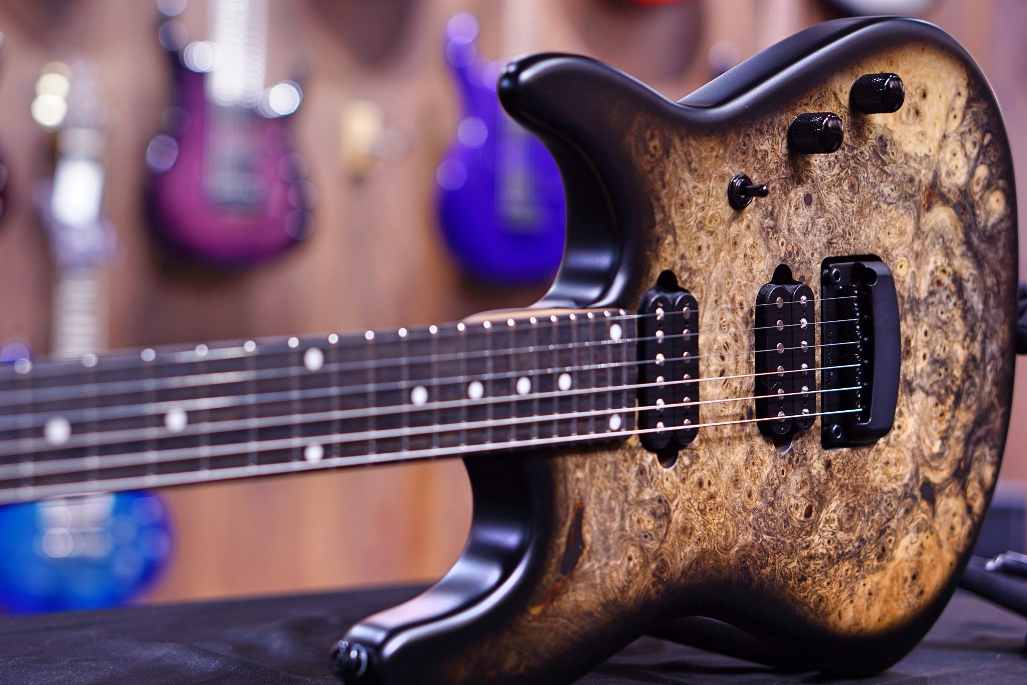 Ernie Ball Music man Cutlass HH Trem - 6 String - Jason Richardson - Burl Top s07245 - HIENDGUITAR Musicman GUITAR