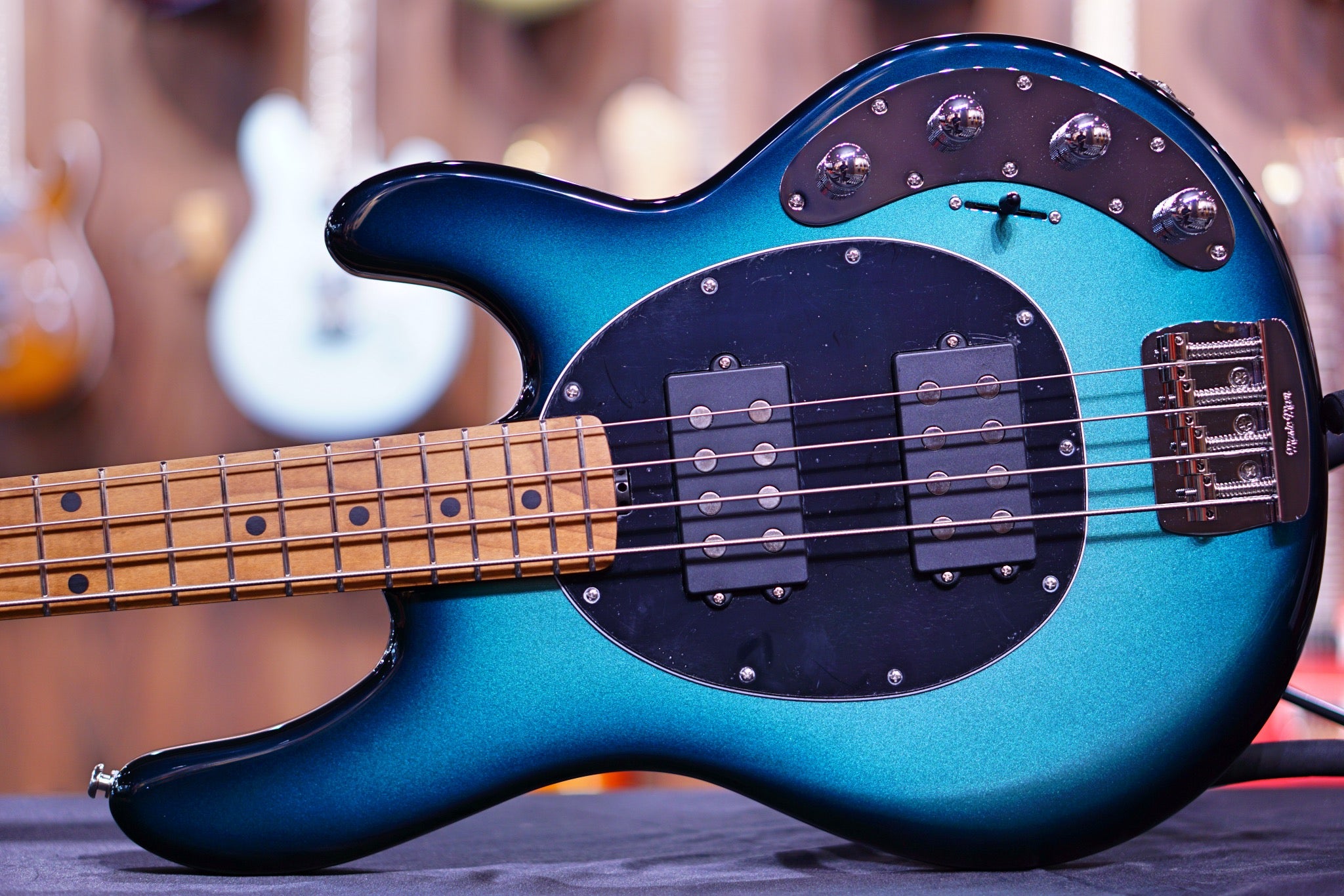 Ernie Ball Music Man StingRay Special 4 HH Bass Guitar - Frost Green Pearl F95748 - HIENDGUITAR Musicman bass