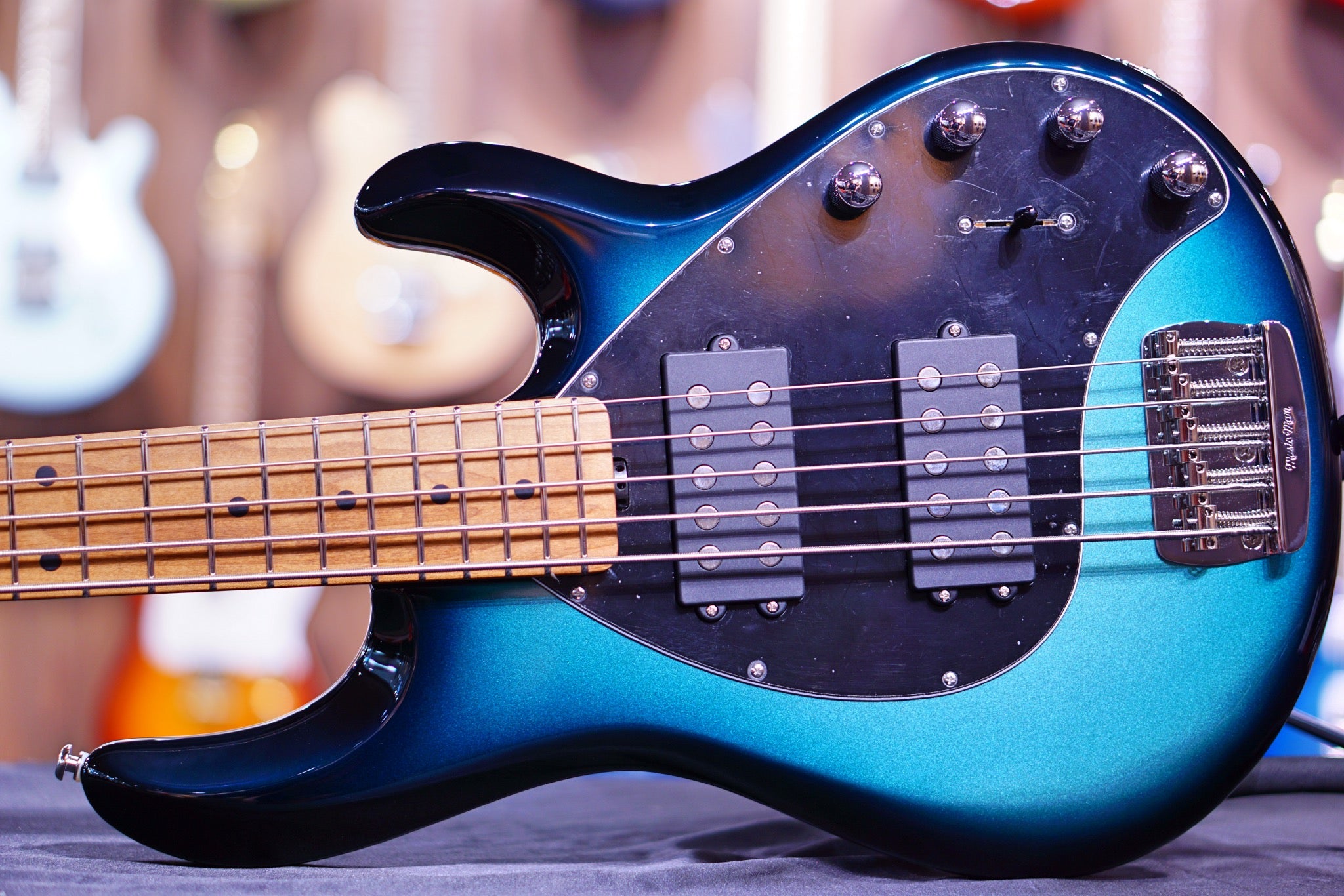 Ernie Ball Music Man StingRay Special 5 HH Bass Guitar - Frost Green Pearl F96059 - HIENDGUITAR Musicman bass